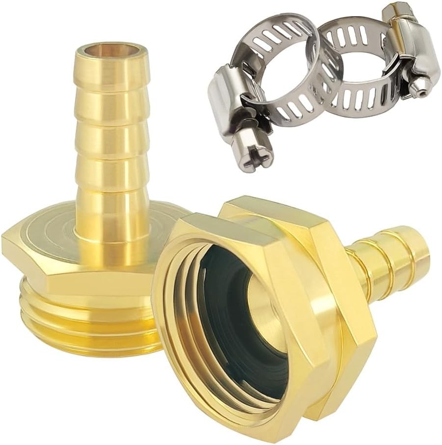 Hooshing 3/8″ Garden Hose Repair Kit Male and Female 3/8" Barb, Copper