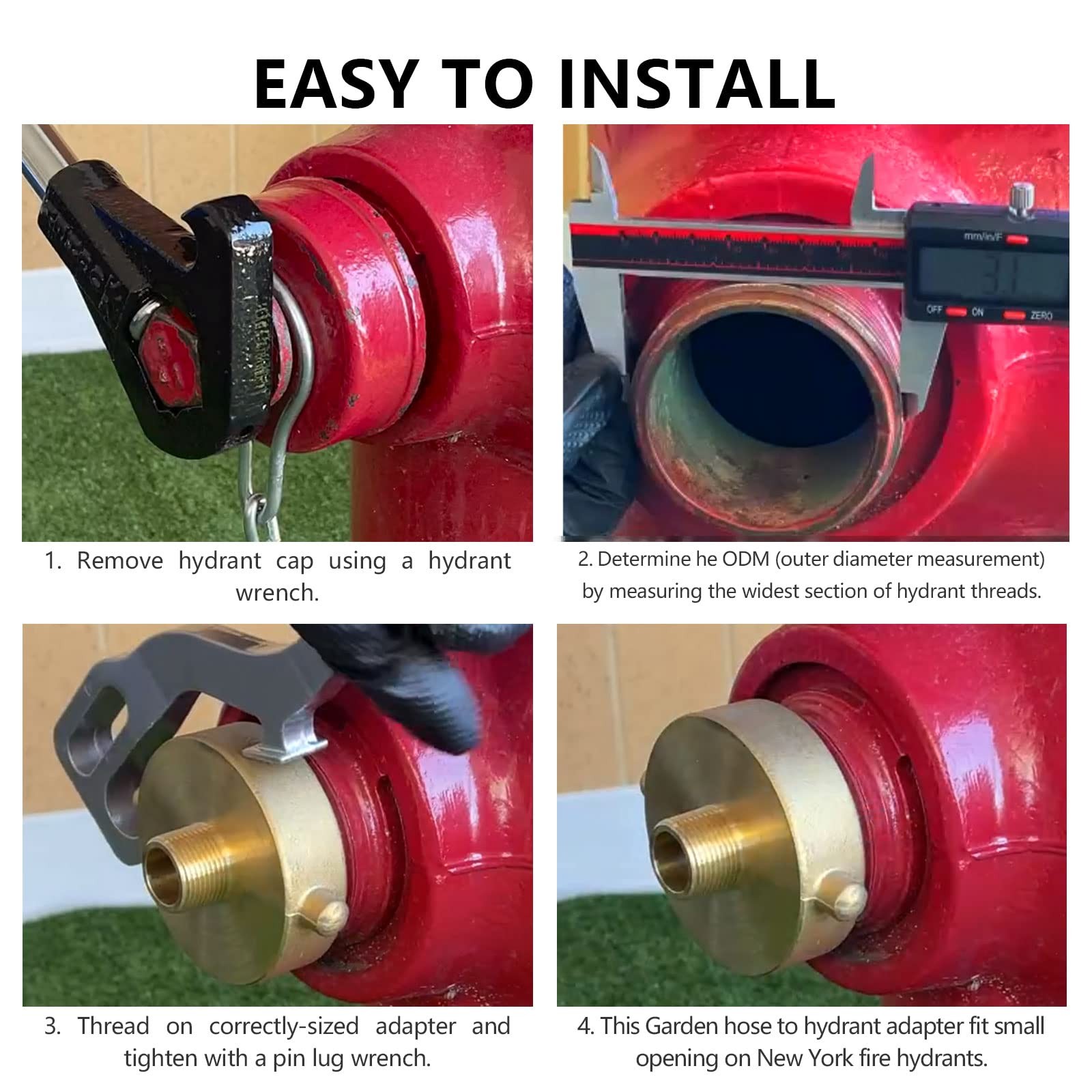 Brass Fire Hydrant Adapter 2-1/2″ NST 2-1/2″NH Female x 3/4″GHT Male, Gold