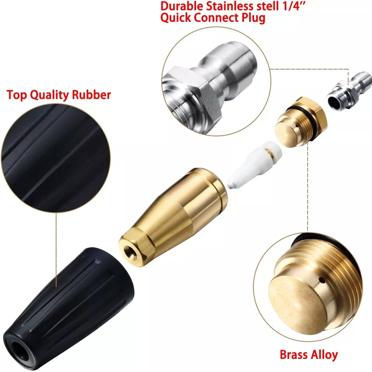 4.0 GPM 1/4″ High Pressure Washer Rotating Turbo Nozzle Spray Tip Spray 4000PSI