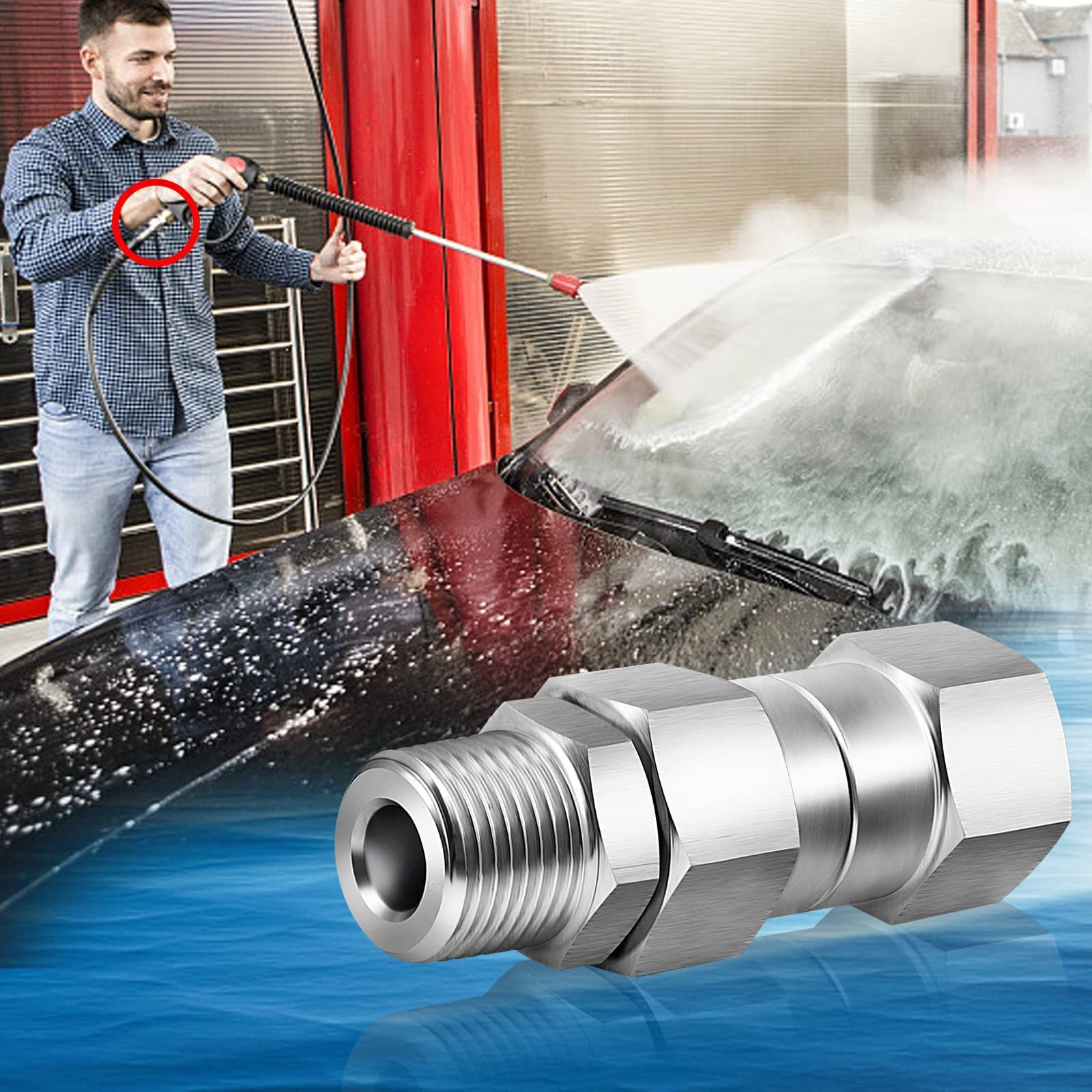 3/8 NPT Pressure Washer Swivel Male to Female-2Pcs, Silver