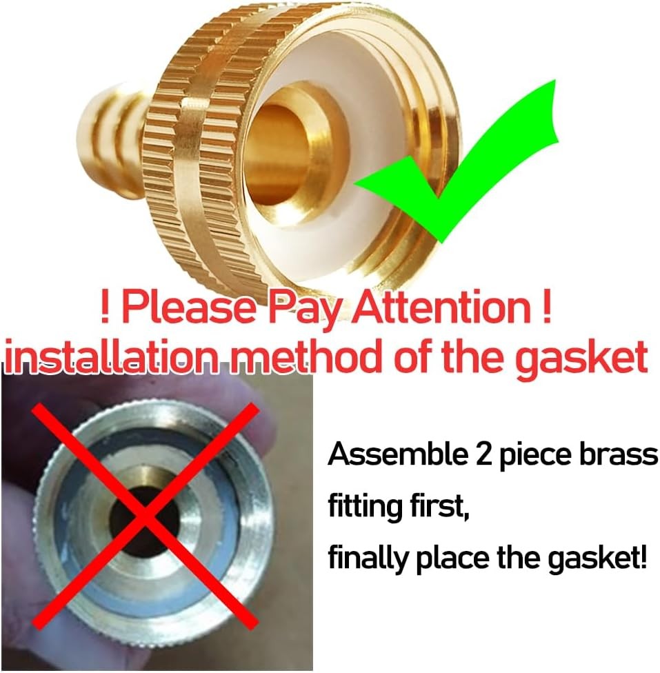 2PCS Solid Brass 1/2″ 3/4"GHT Female – 1/2" Barb, 3/4″GHT