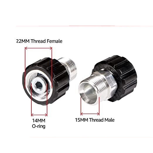 Female M22 , 14mm (Standard) To Male M22 ,15mm Adapter Plug Sun Joe