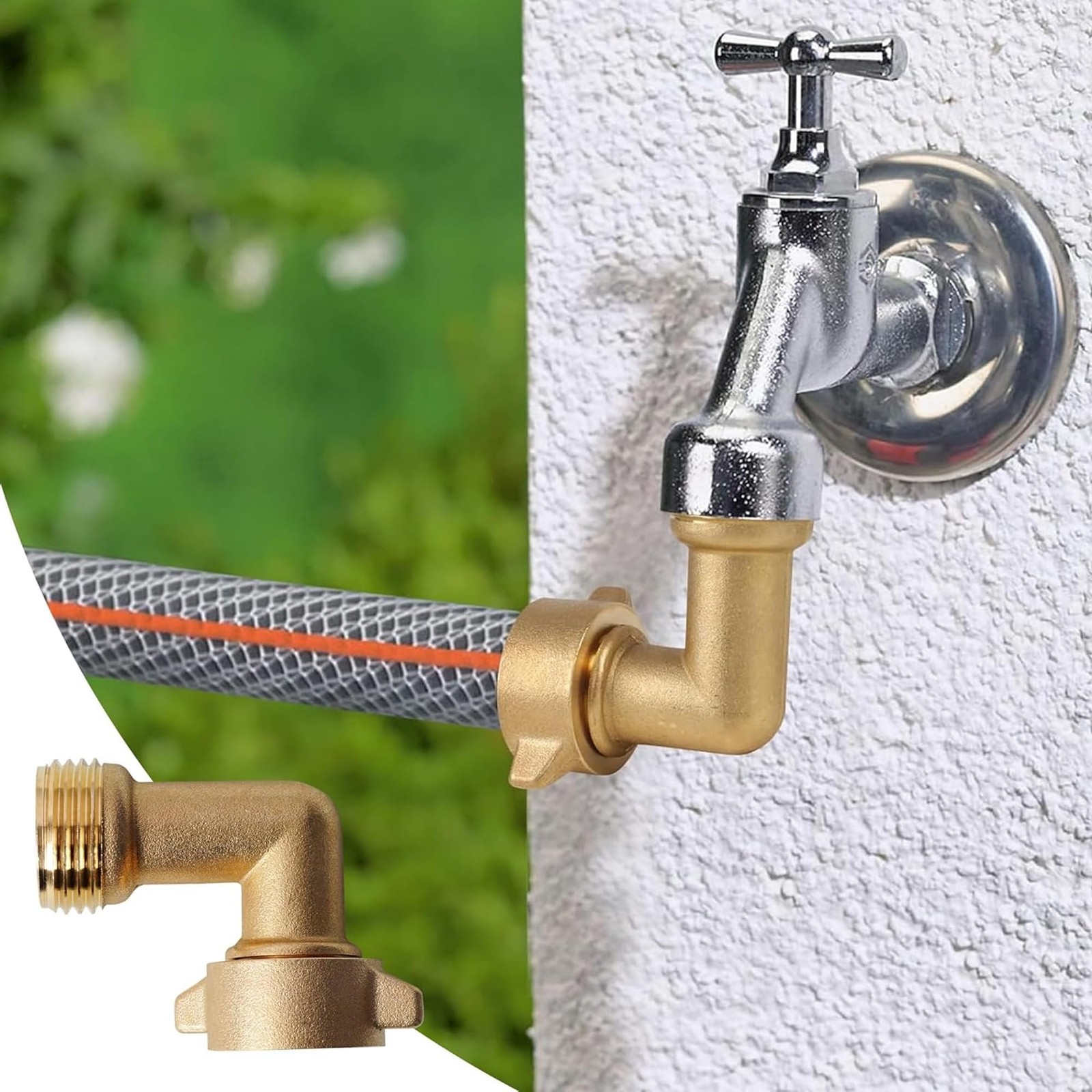 LIULO TOOL 2 Pack 90 Degree Garden Hose Elbow Connectors, 3/4″ 3/4 inch, Gold