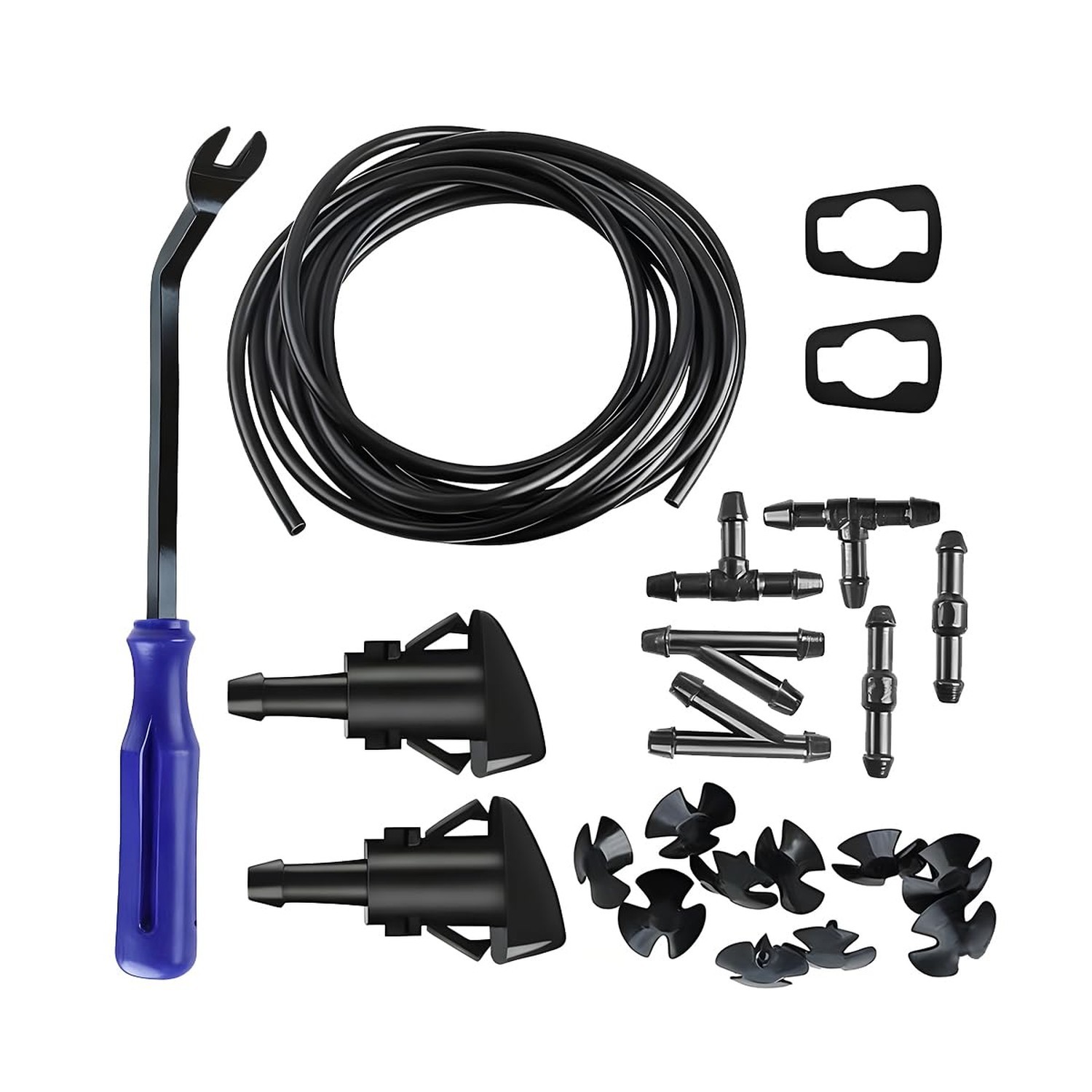 22PCS Car Windshield Washer Hose Kit, 4 Meter Windscreen Fluid Hose with 2 Fa…