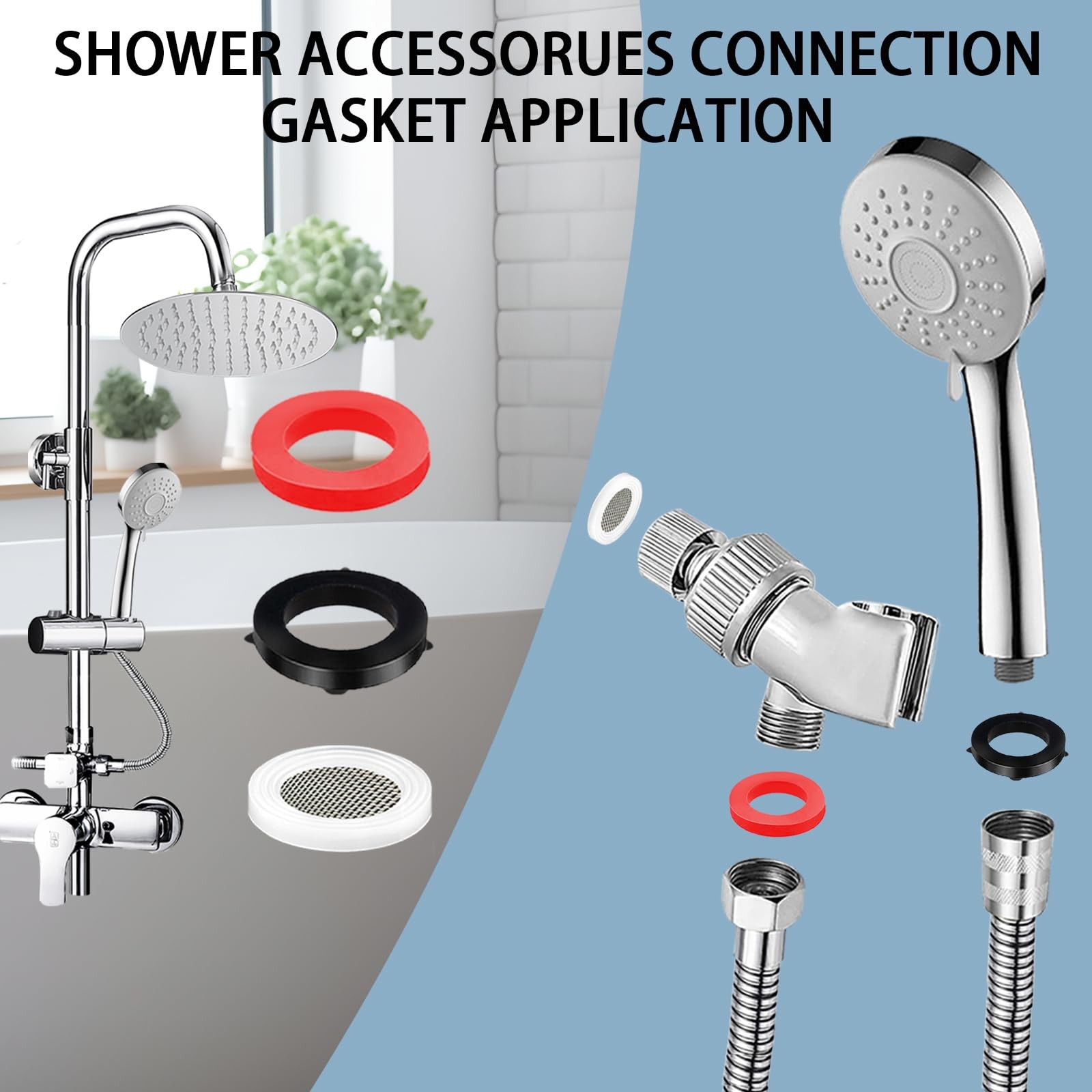 ZDBB 58 PCS Shower Head Garden Hose Screen Filter OD:25mm, 19mm, Black White