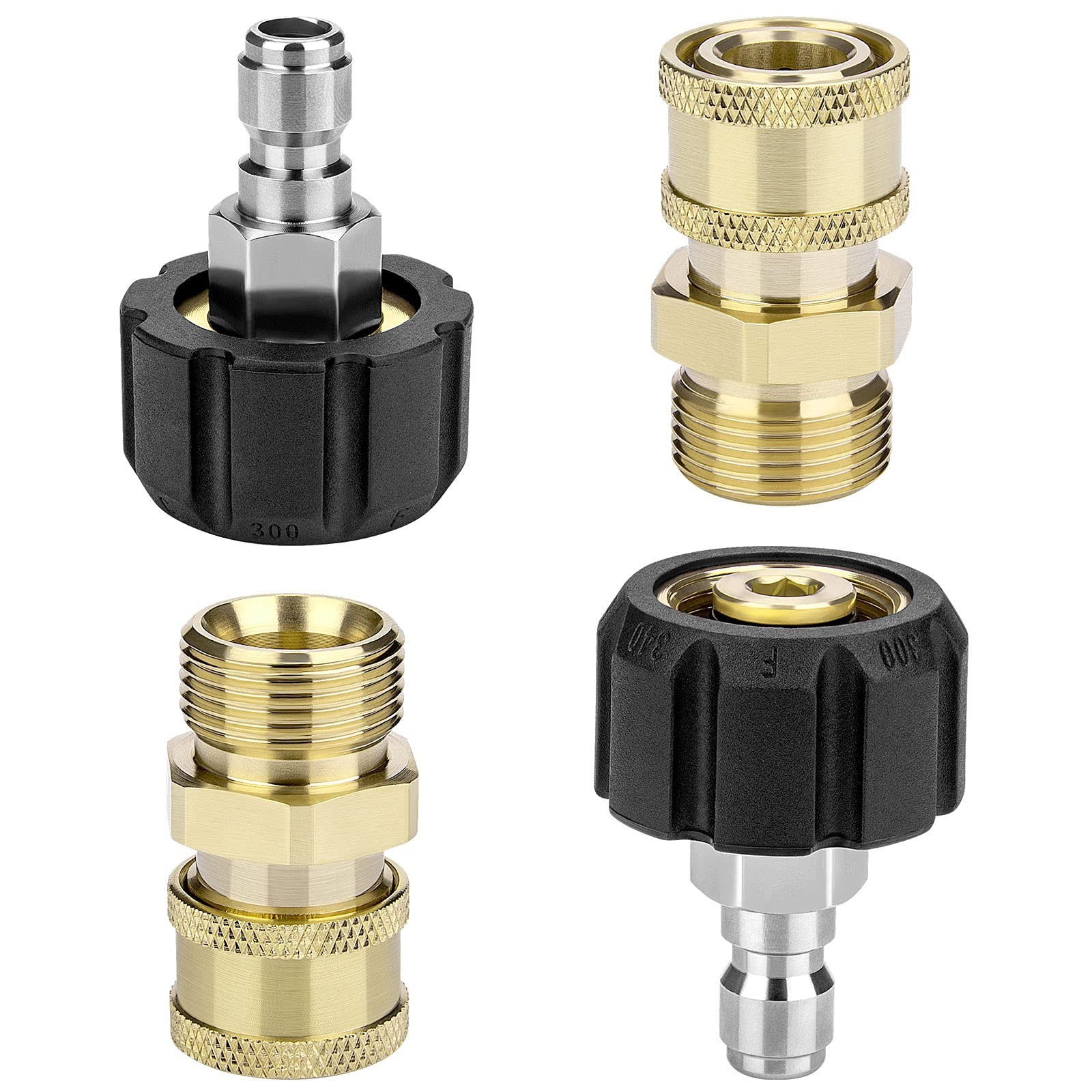 Pressure Washer Adapter Set, 2 Pair M22 (M22-14MM) 1/4” Quick Connect, Press…