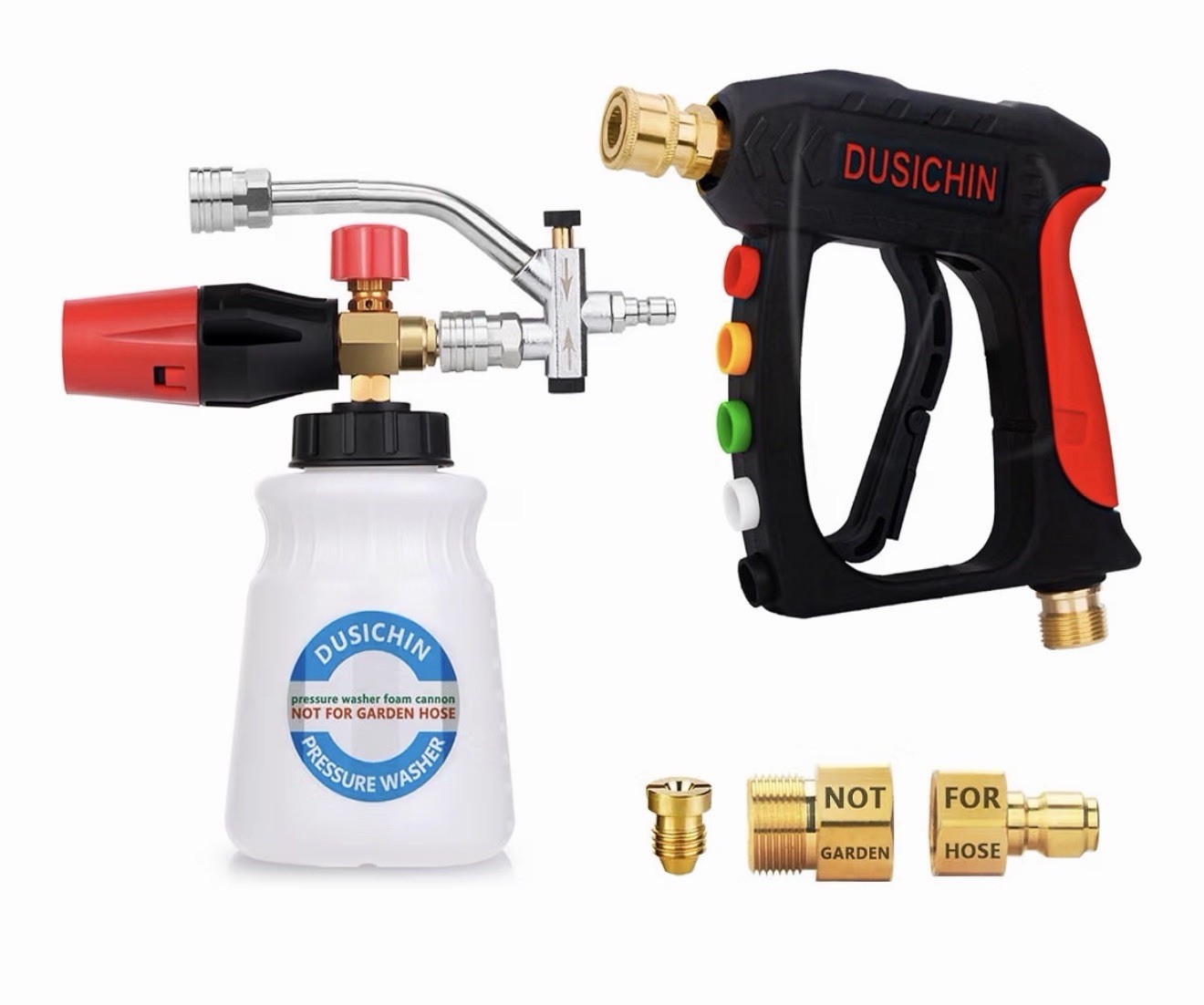 DUSICHIN Short Wand Pressure Washer Gun Foam Cannon 1/4″ Quick Connector Pres…