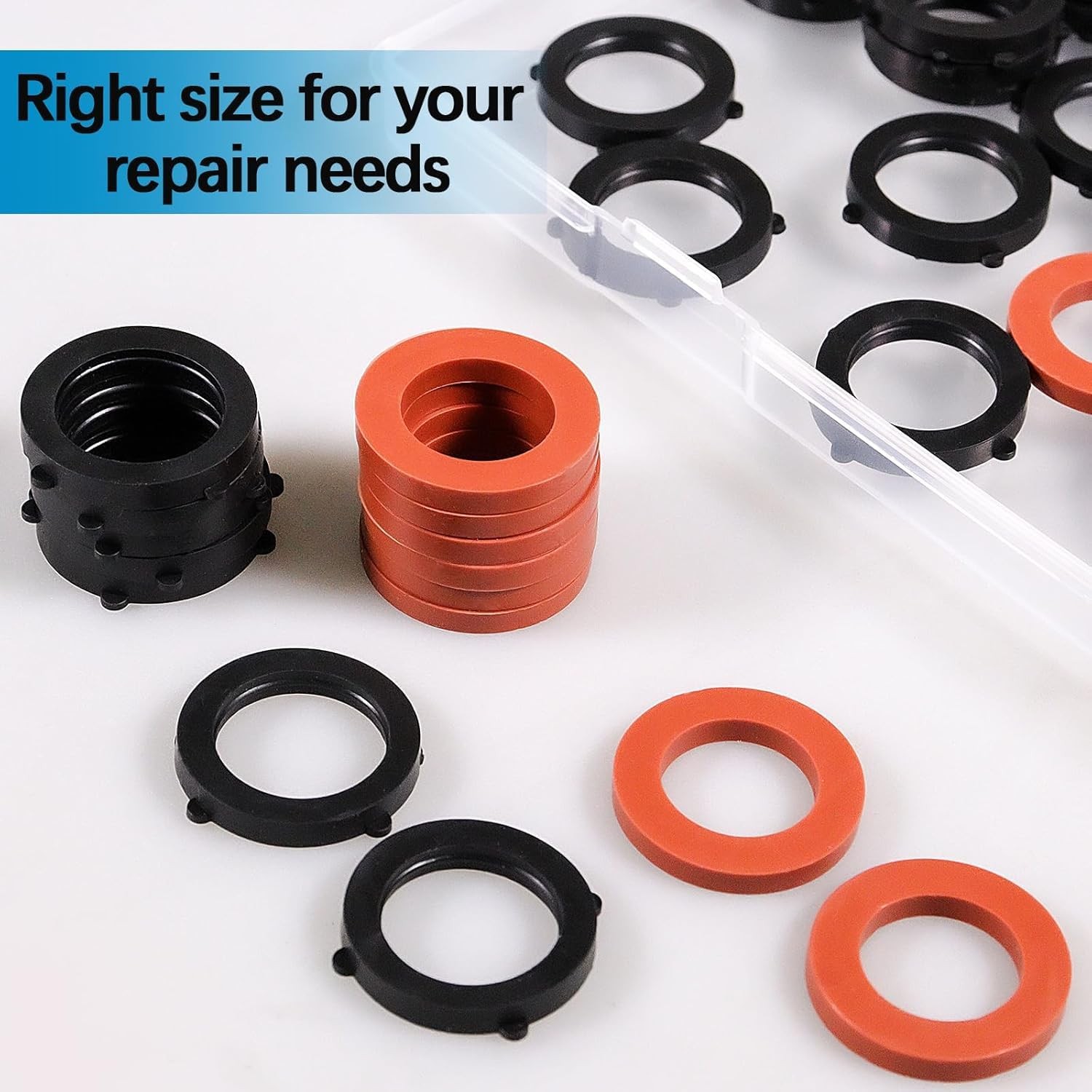 ZDBB 80 Pcs Garden Hose Gasket Rubber Seal, Fits All 80 PCS, red,black