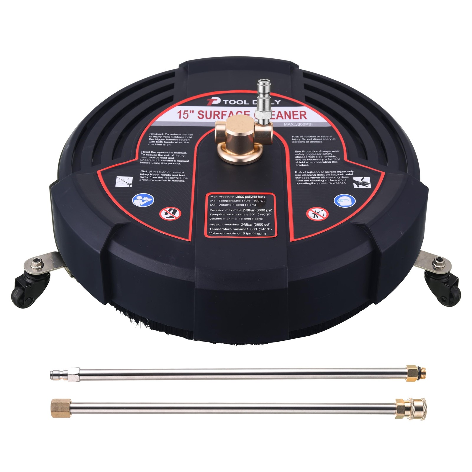 Tool Daily 15 Inch Pressure Washer Surface Cleaner with 3 15 Inch, Black
