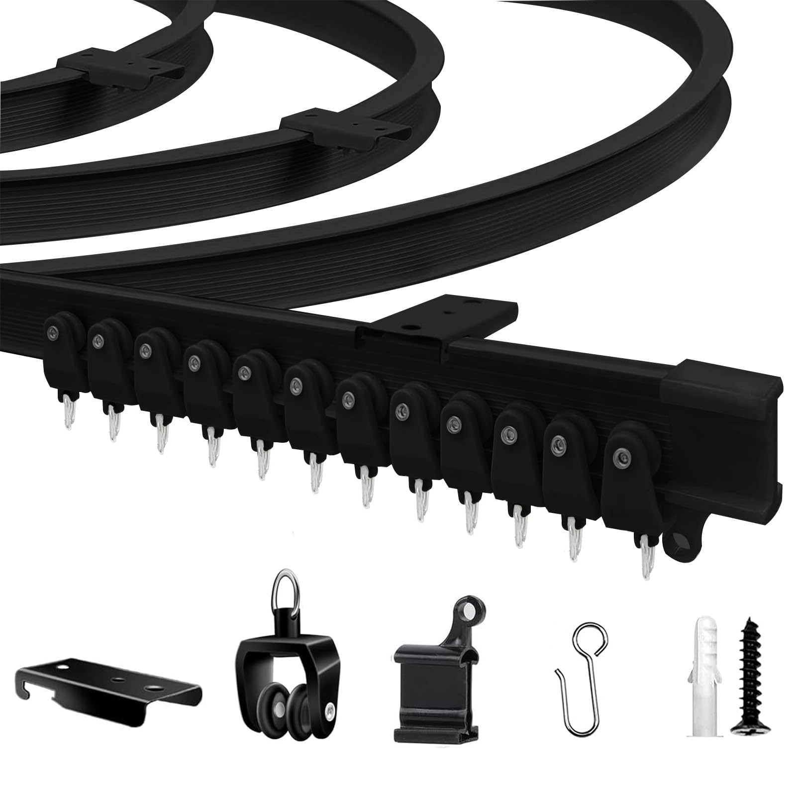 Flexible Bendable Ceiling Curtain Track, 16.4ft (5m) PVC, Metal, Plastic & St…