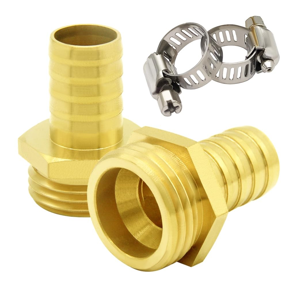 Hooshing 2PCS Garden Hose Male Adapter 5/8″ Barb x 3/4″ GHT