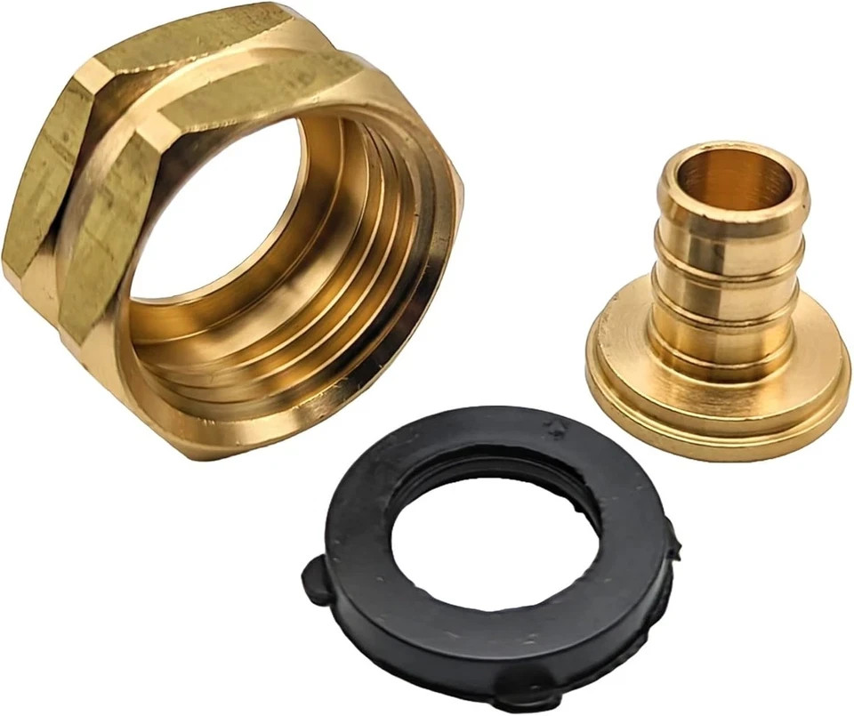 Brass Garden Hose Adapter Swivel Fitting, 1/2” PEX Barb and 3/4” GHT