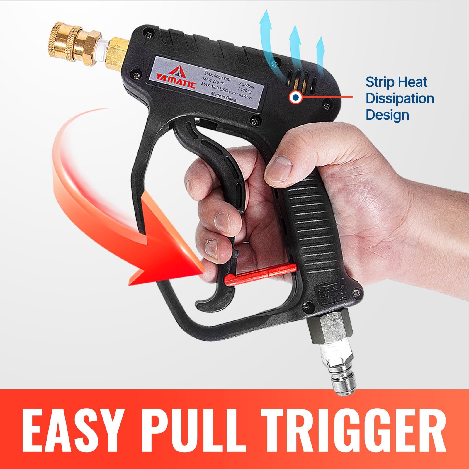 5000 PSI Pressure Washer Short Gun with Swivel Plug Coupler Stubby Trigger Handl