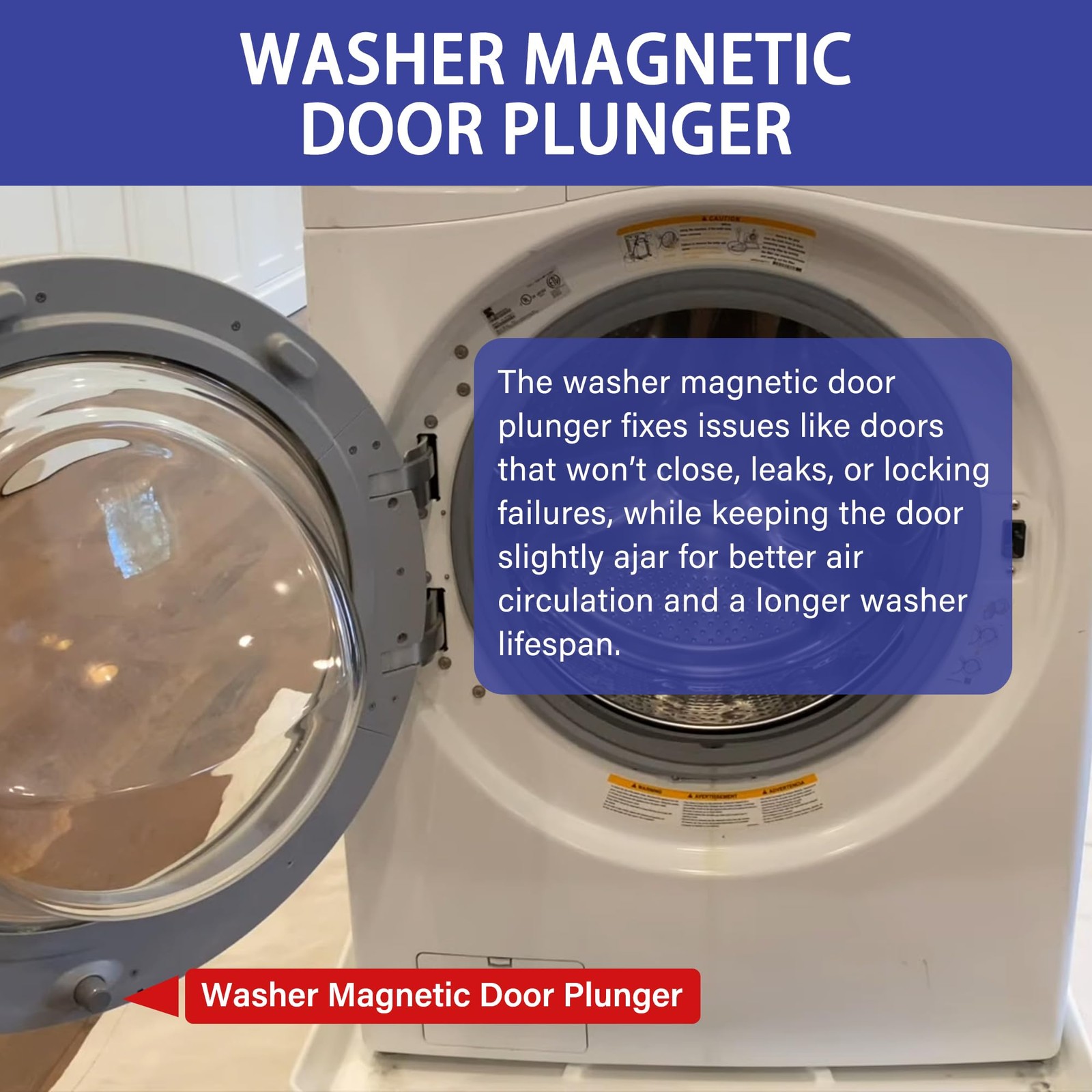 AGM73610701 Washer Magnetic Door Plunger and Spring 1.5 inches, Gray