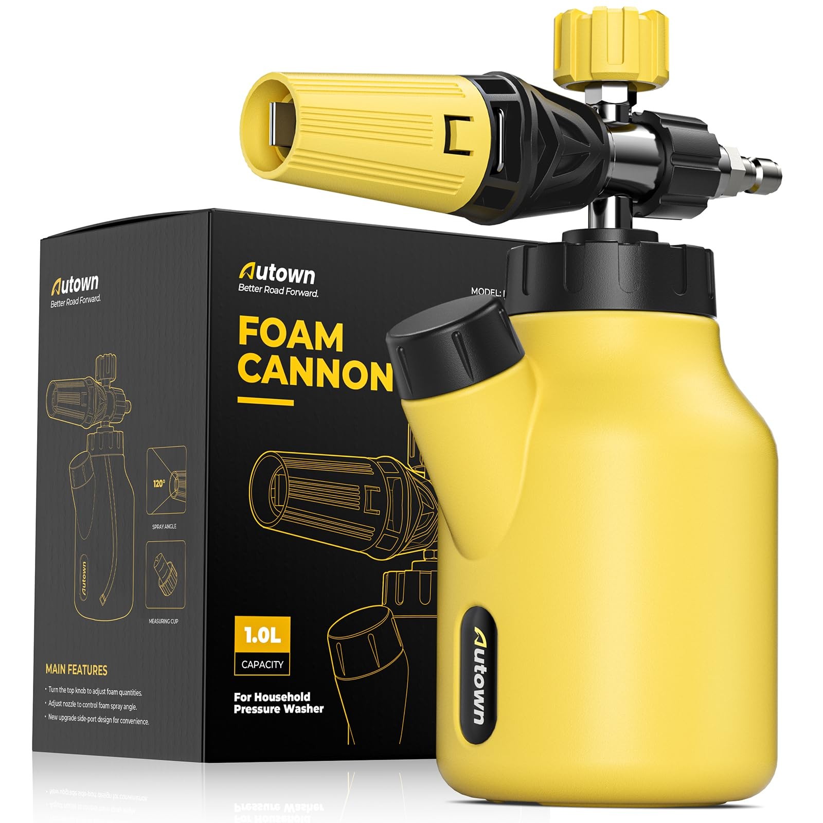 AUTOWN Foam Cannon for Pressure Washer, Car Wash Sprayer with Yellow
