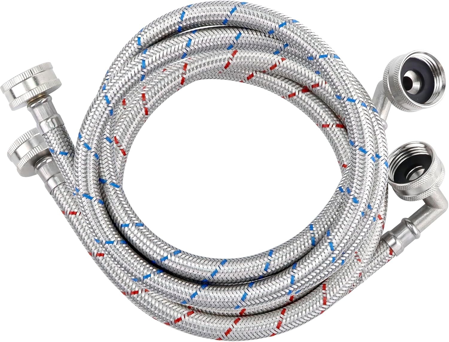 4ft Stainless Steel Washing Machine Hose with 90 Degree Elbows 2 Packs Braided
