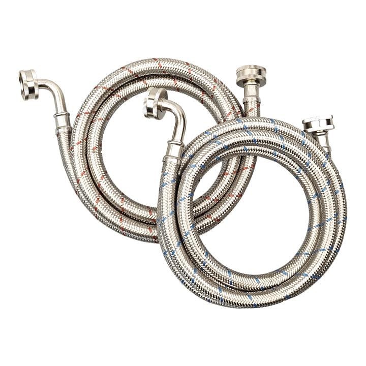 PLUMBINGMASTER 10FT Stainless Steel Washing Machine Hoses 10FT, Red and Blue
