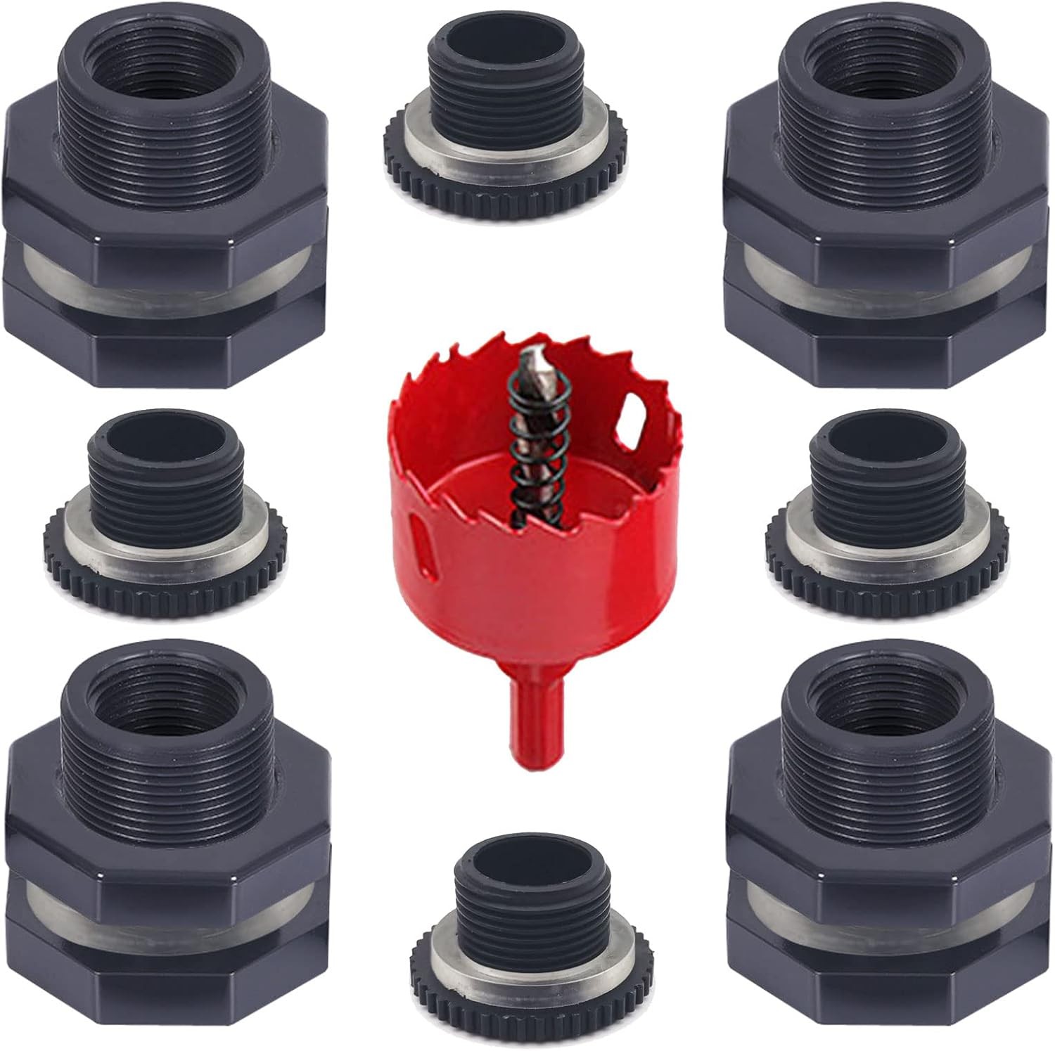 4 PCS Rain Barrel Bulkhead Fitting kit with Plugs and 3/4″ (Diameter 25mm)