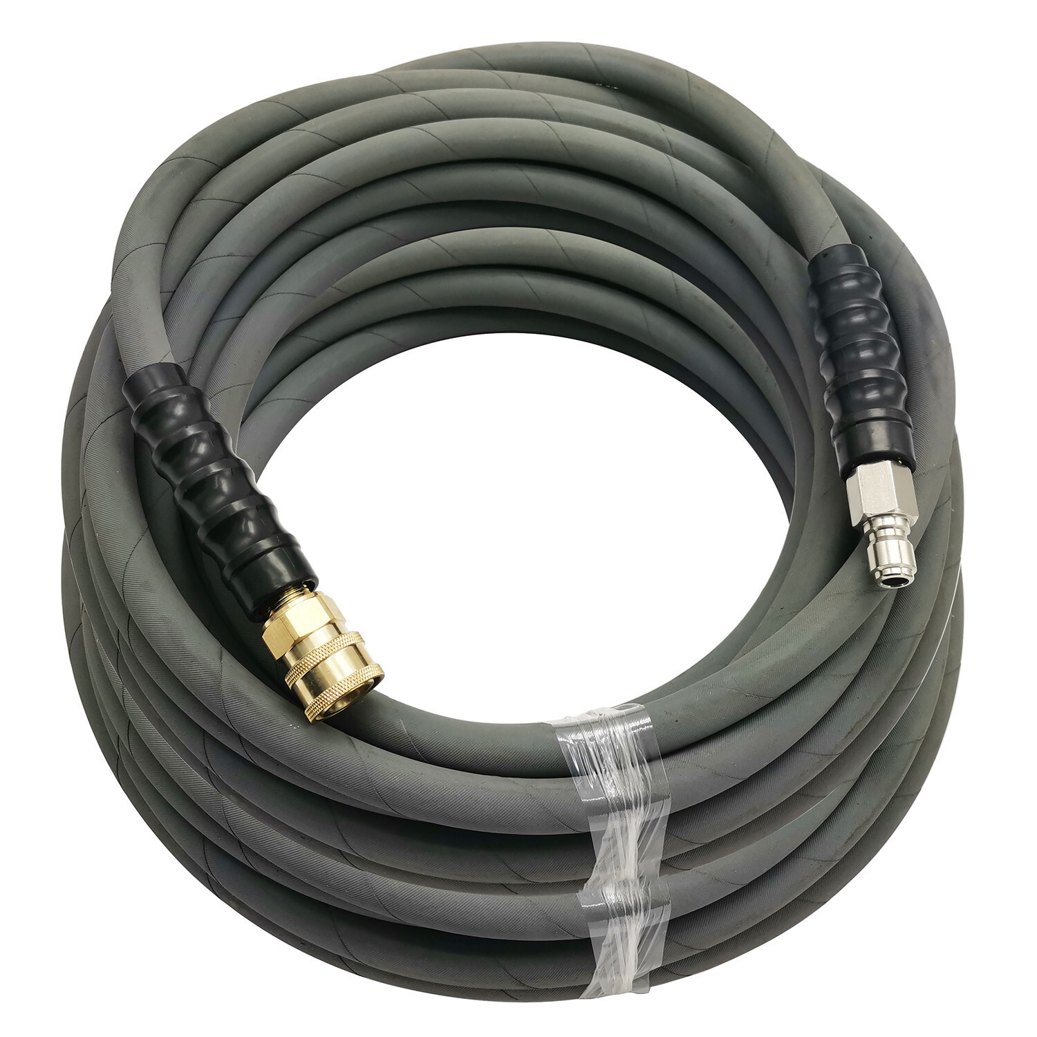 50′ Pressure Washer Hose Non-Marking – 4000 PSI 50 ft. Length Gray With Couplers