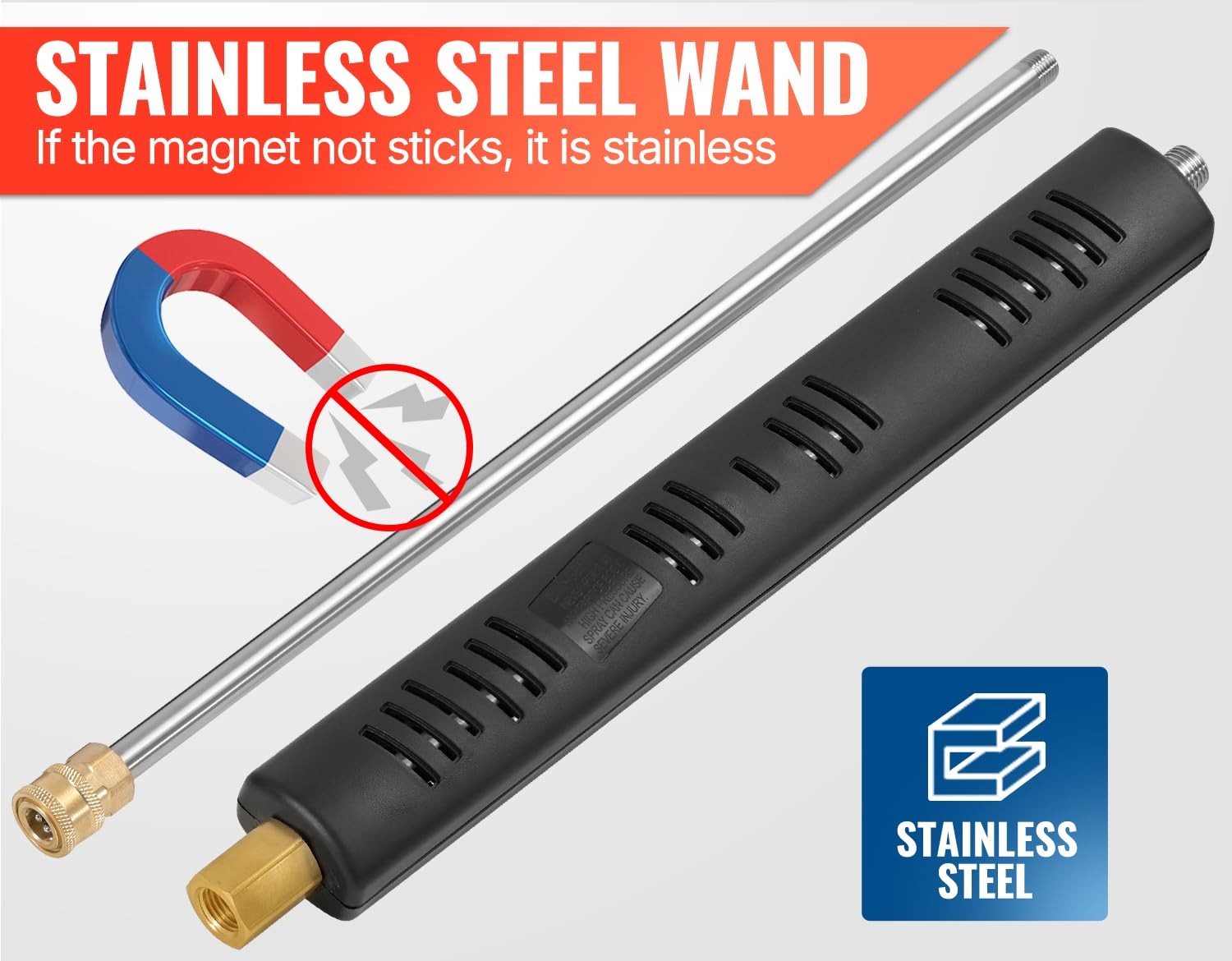 YAMATIC Pressure Washer Gun Wand with Swivel 3/8″ Plug & M22 Long Gun, Black