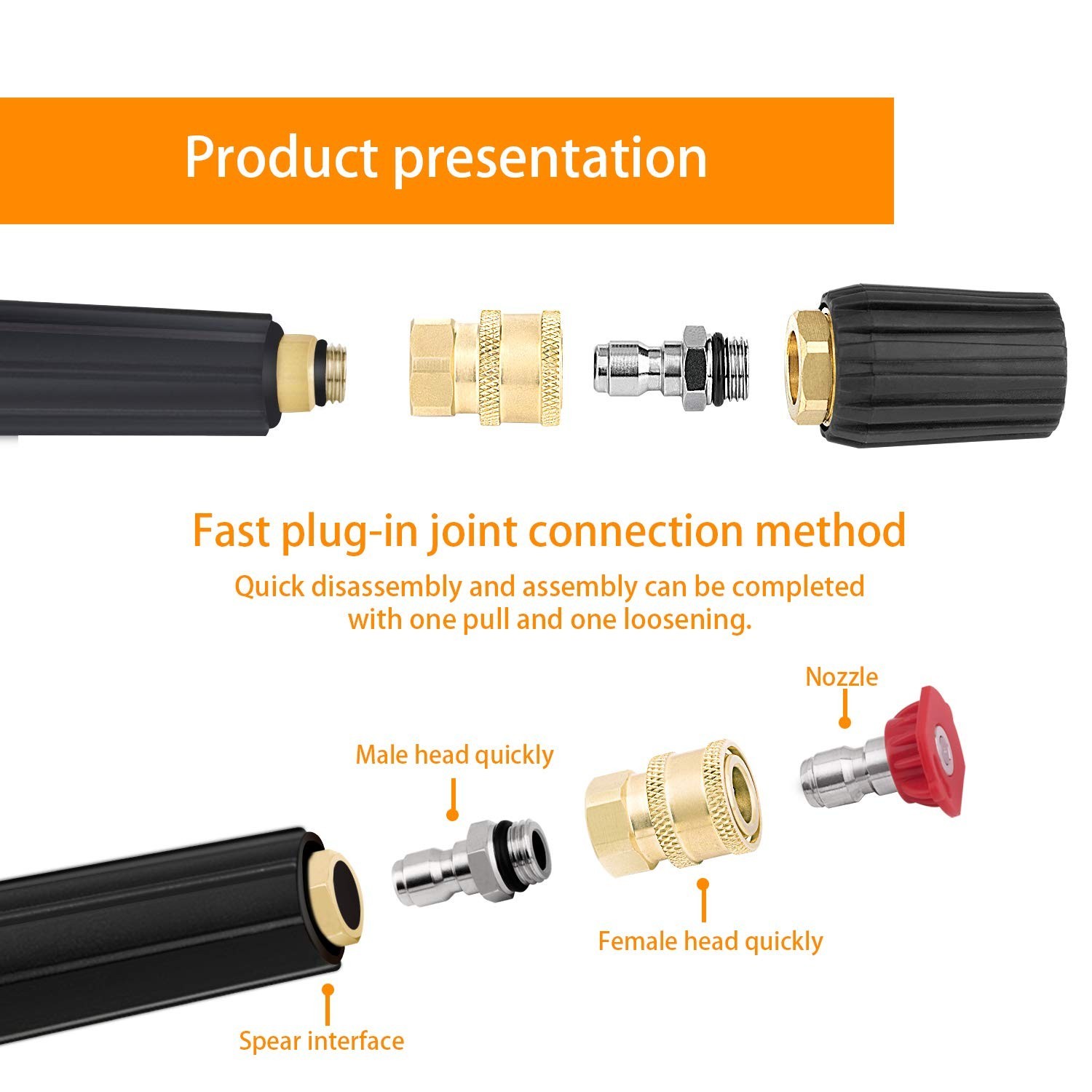 3 Pack Pressure Washer Coupler, Brass Fittings, 1/4 Inch Quick Connect to Fem…