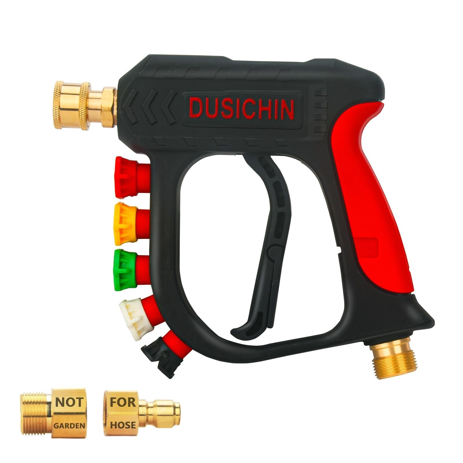 DUSICHIN Pressure Washer Short Wand High Power Spray Gun 5 Nozzle Tips Car Wa…
