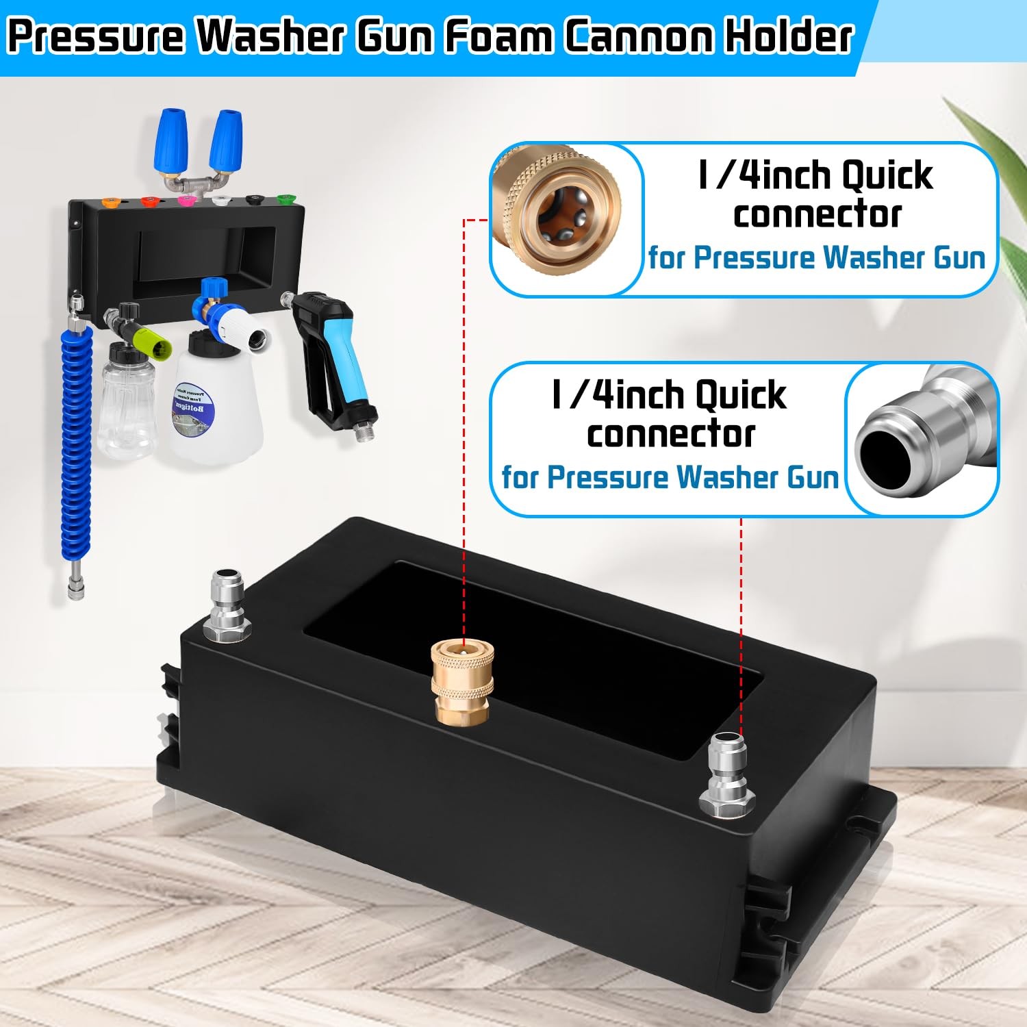 Boltigen Wall Mounted Pressure Washer Gun Holder, Foam Cannon Organize Black