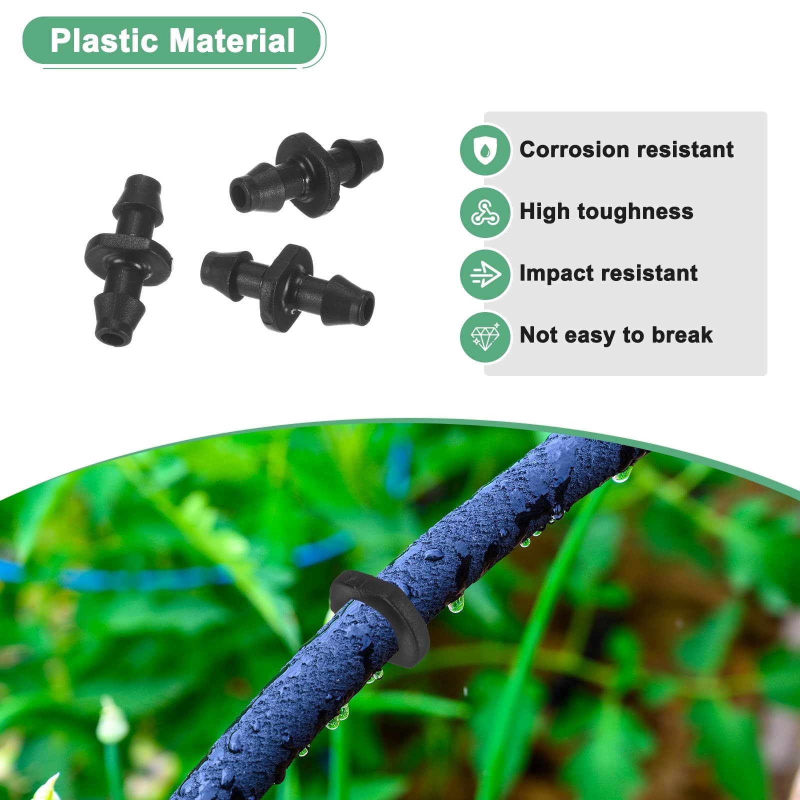 M METERXITY 25-Pack Drip Irrigation Barbed Fittings, for 1/4 Inch Black