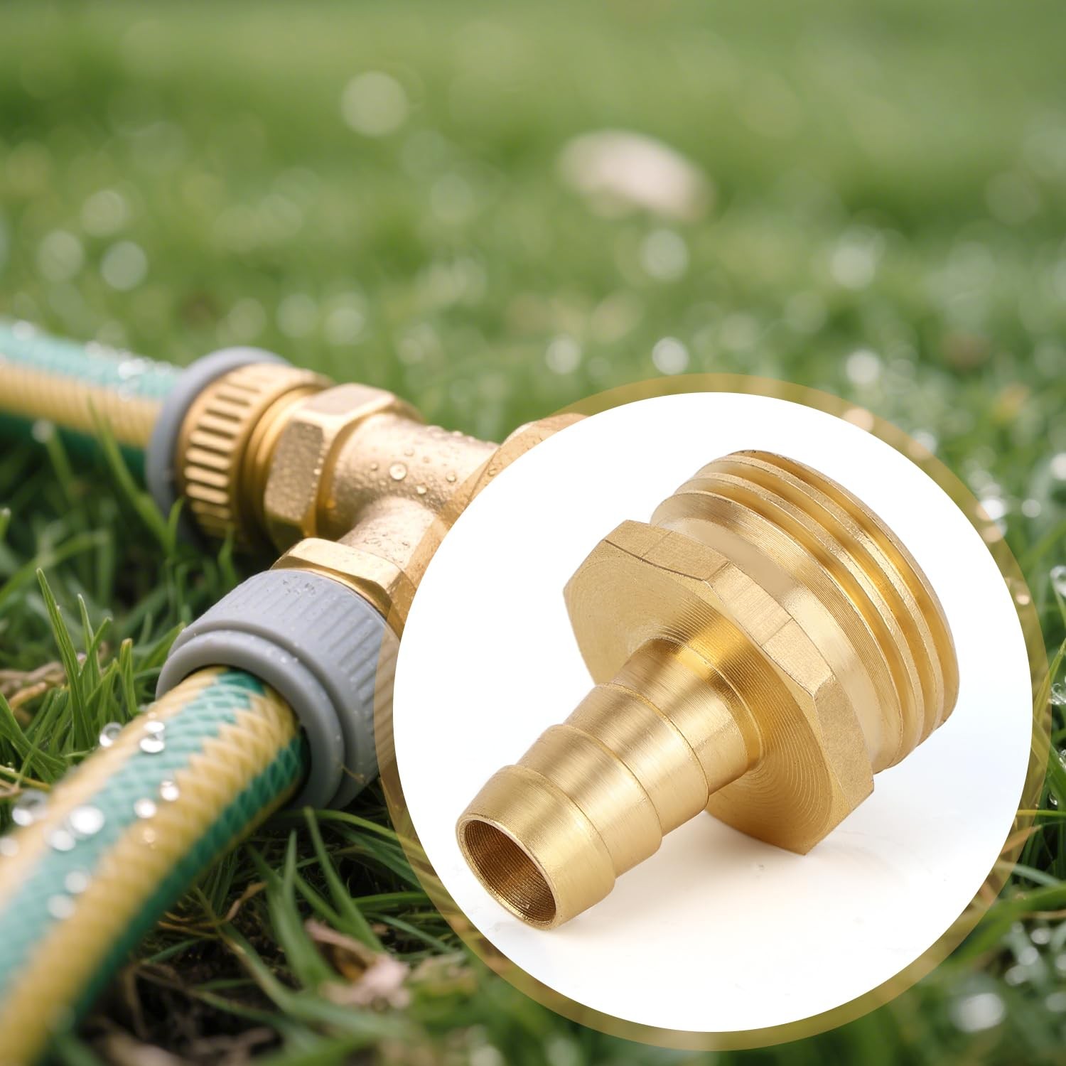BOXOB 2pcs Solid Brass 1/2″ PEX Barb to 3/4″ GHT Male Garden Hose Gold