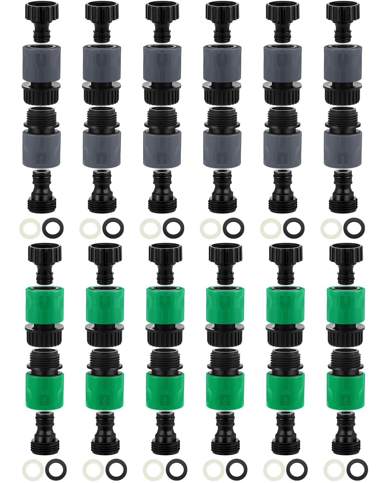 Rossesay 48 Pcs Garden Hose Quick Connector 3/4 Inch inch, Grey,Green