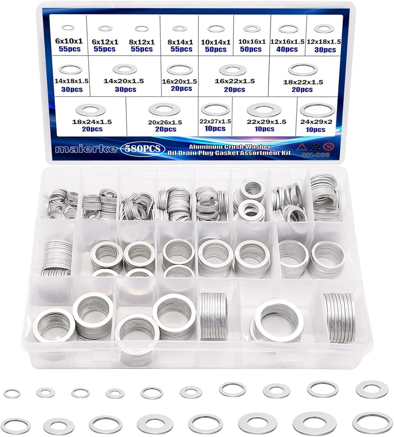 580PCS Crush Washer Oil Drain Plug Aluminum Oil Drain Plug Gasket Assortment Aut