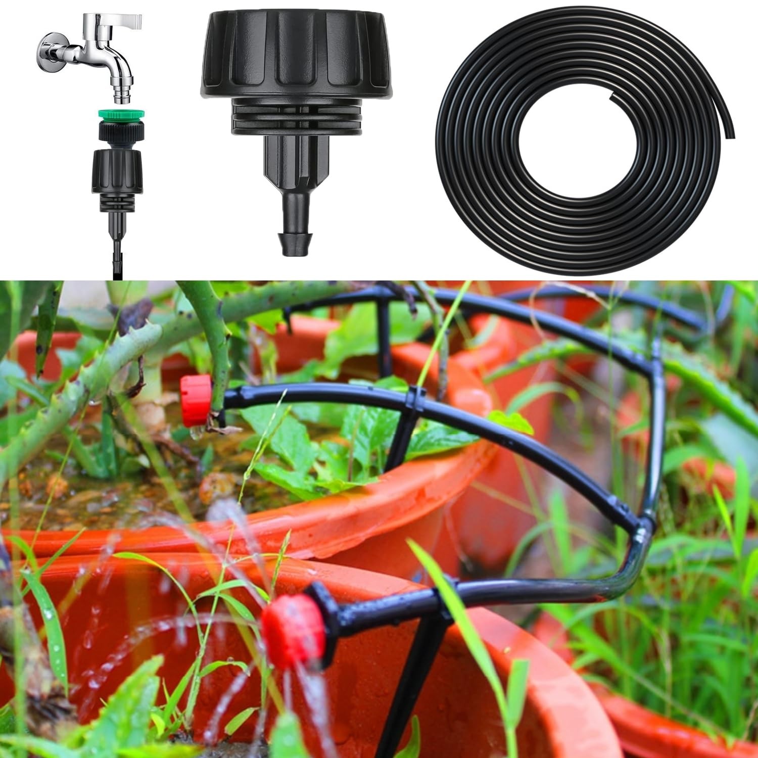 6pcs 1/4 Inch Drip Irrigation Tubing to Faucet/Garden Hose Adapter Drip…