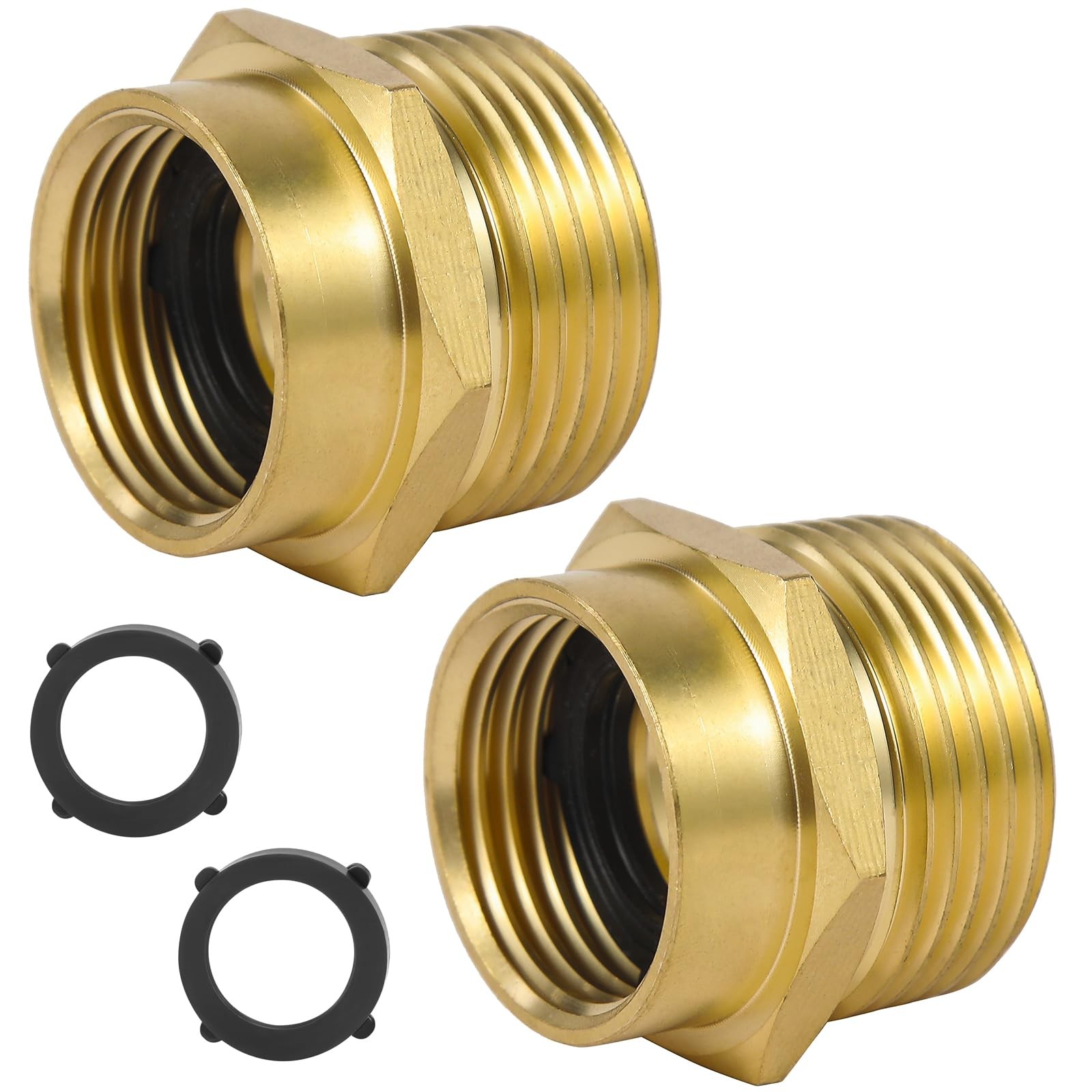 BILAL 2 PCS Brass Garden Hose 0.75 inches, ‎3/4″ GHT Female TO 1″ NPT Male