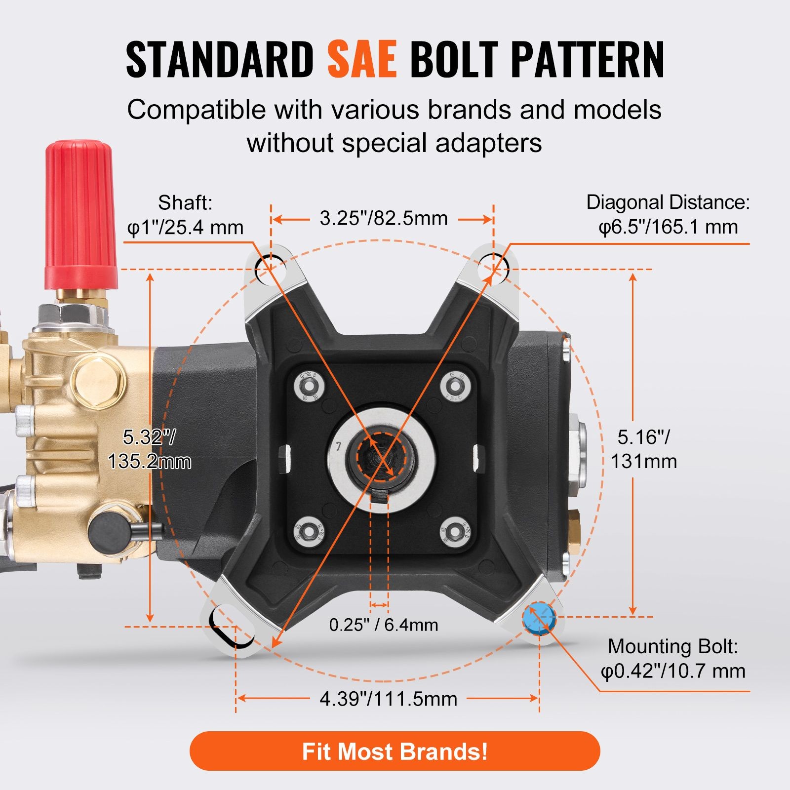 Pressure Washer Pump, 1″ Shaft Horizontal Triplex Plunger, 4200 PSI, 4.2GPM