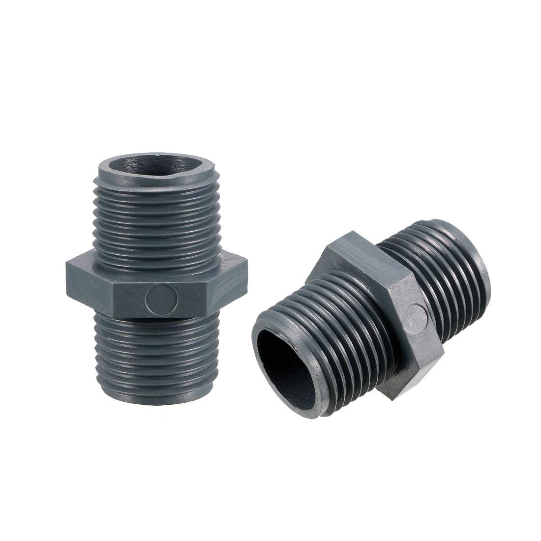 uxcell Pipe Fittings Connector G1/2 X Male Thread 0.45 inch, Gray