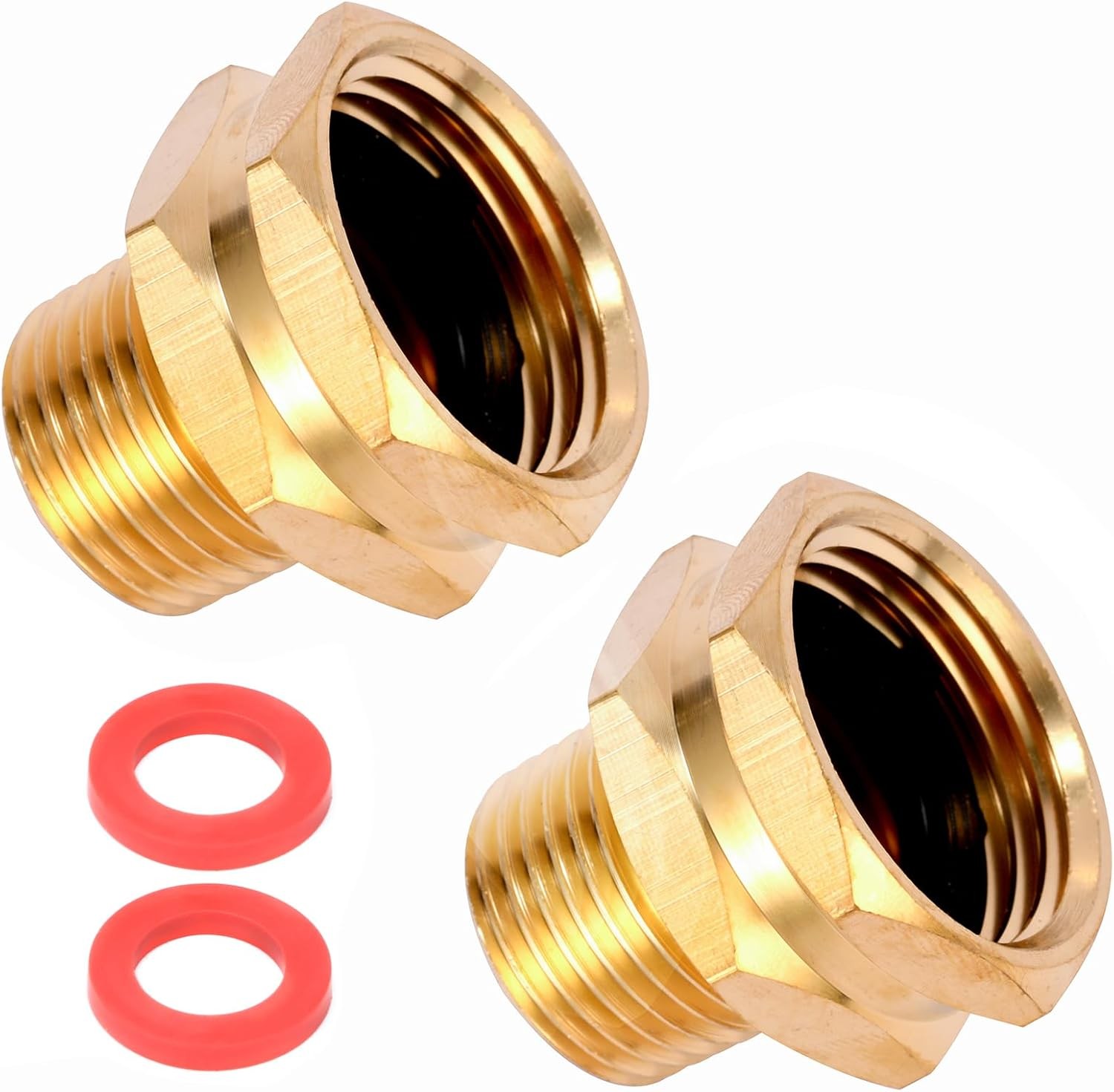 2 Pack Brass Garden Hose Adapter, 3/4″ GHT Female x 1/2″ NPT Male,