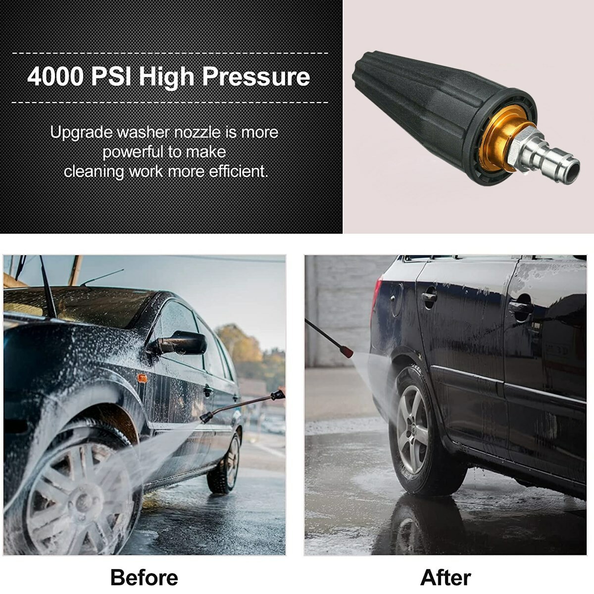 1/4″ High Pressure Washer Rotating Turbo Nozzle Spray Tip 4.0 GPM 4000PSI Spray