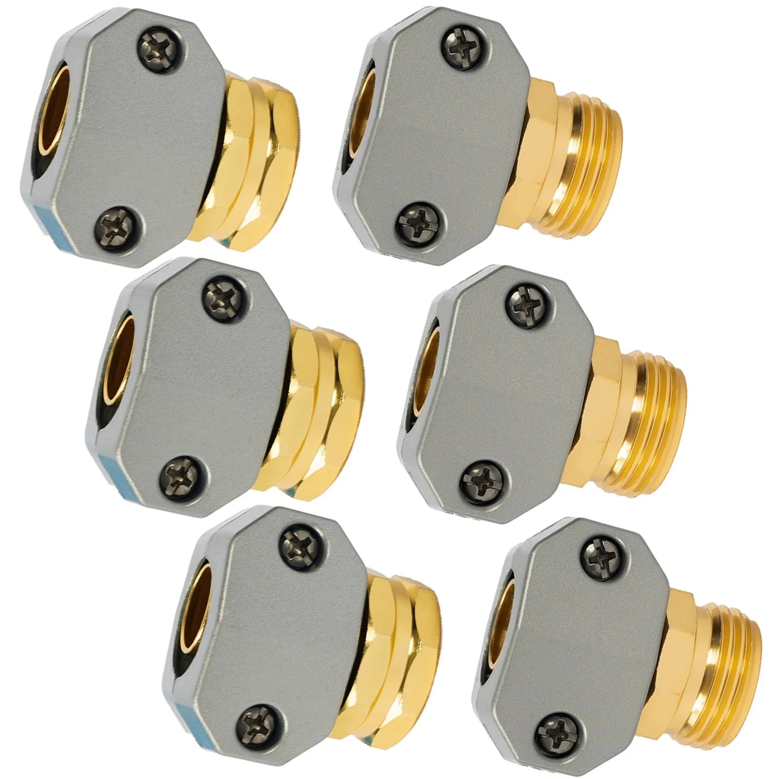 LIULO TOOL Garden Hose Repair Kit, 3 Sets Aluminum Alloy 3 Sets, Silver, Gold