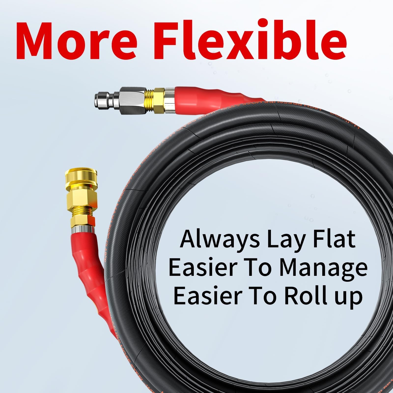 Pressure Washer Hose 50FT, 4800PSI Wire Braid Power Washer Extension Hose 3/8…