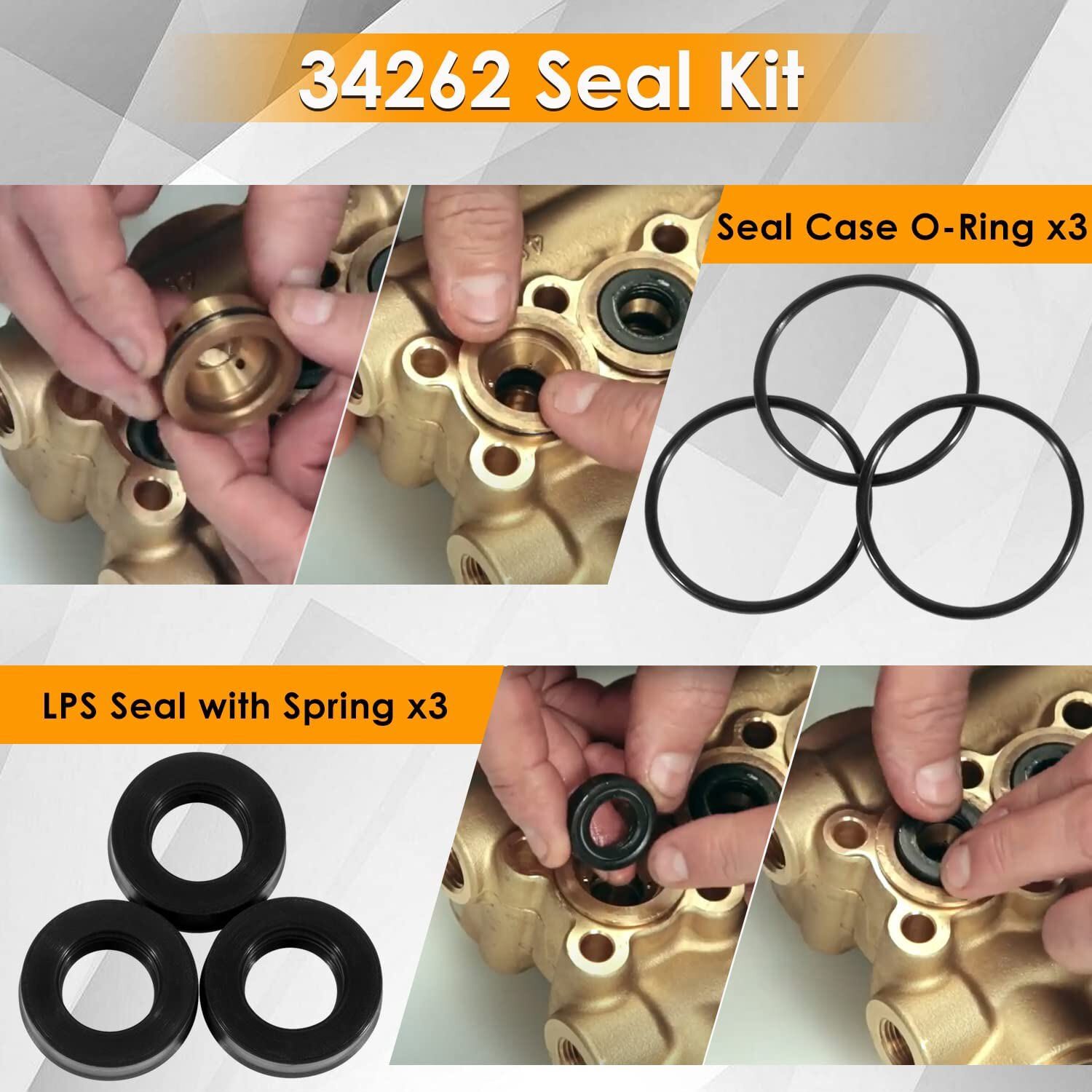 15PCS 34262 Seals Kit Fits Cat Pump 66DX 6DX Pressure Washer Pump 66DX30G1I