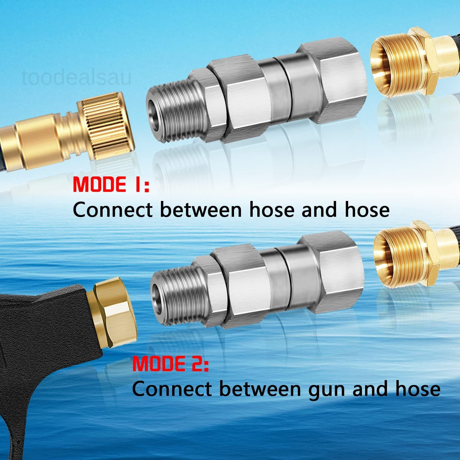 3/8 NPT Pressure Washer Swivel Male to Female-2Pcs, Silver