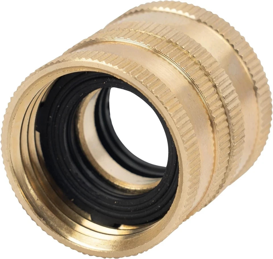 Hourleey Garden Hose Adapter, 3/4 Inch Solid Brass Female to Female,