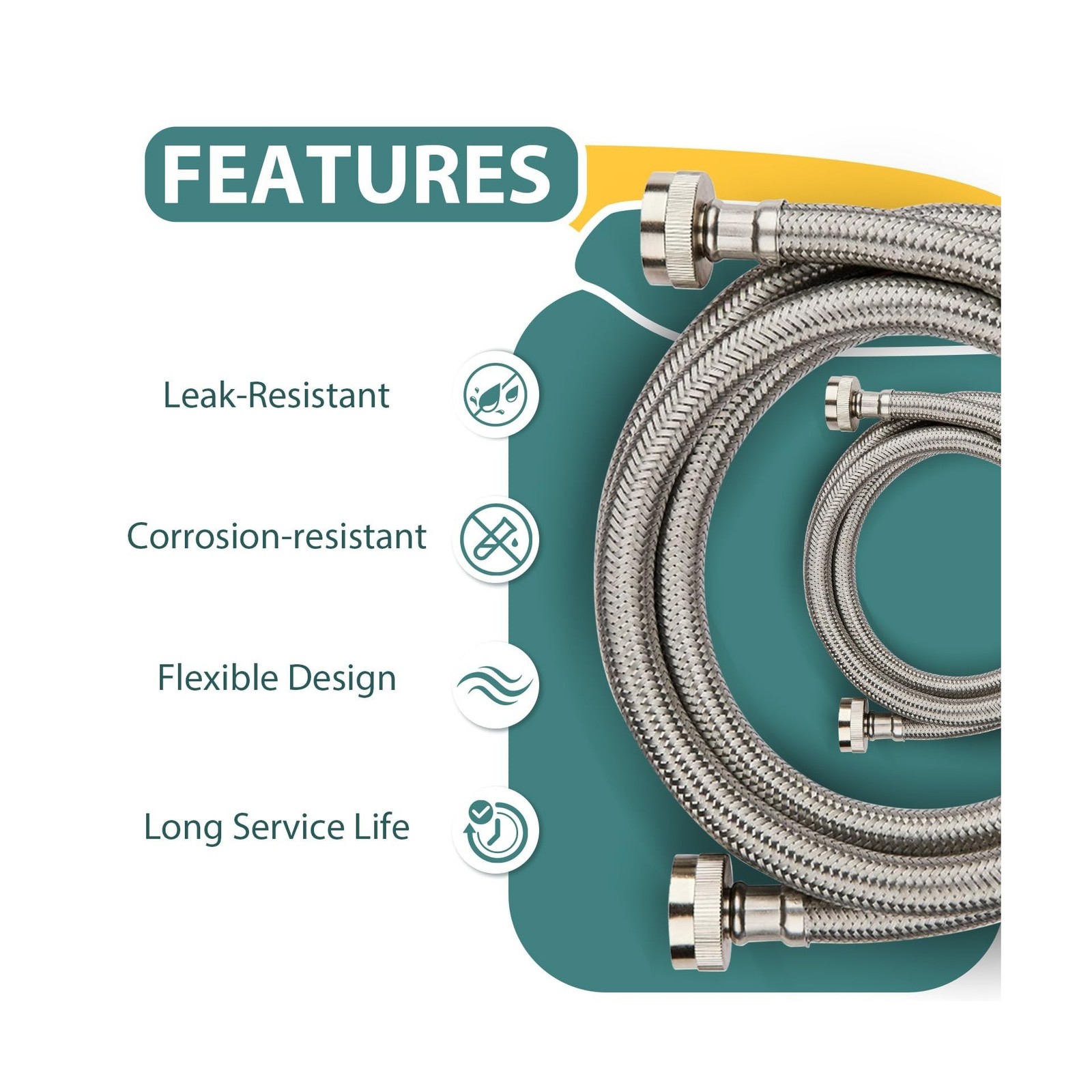 Washing Machine Hoses 5ft, 20 Pack Braided Stainless Steel Washer Hoses, Hot …
