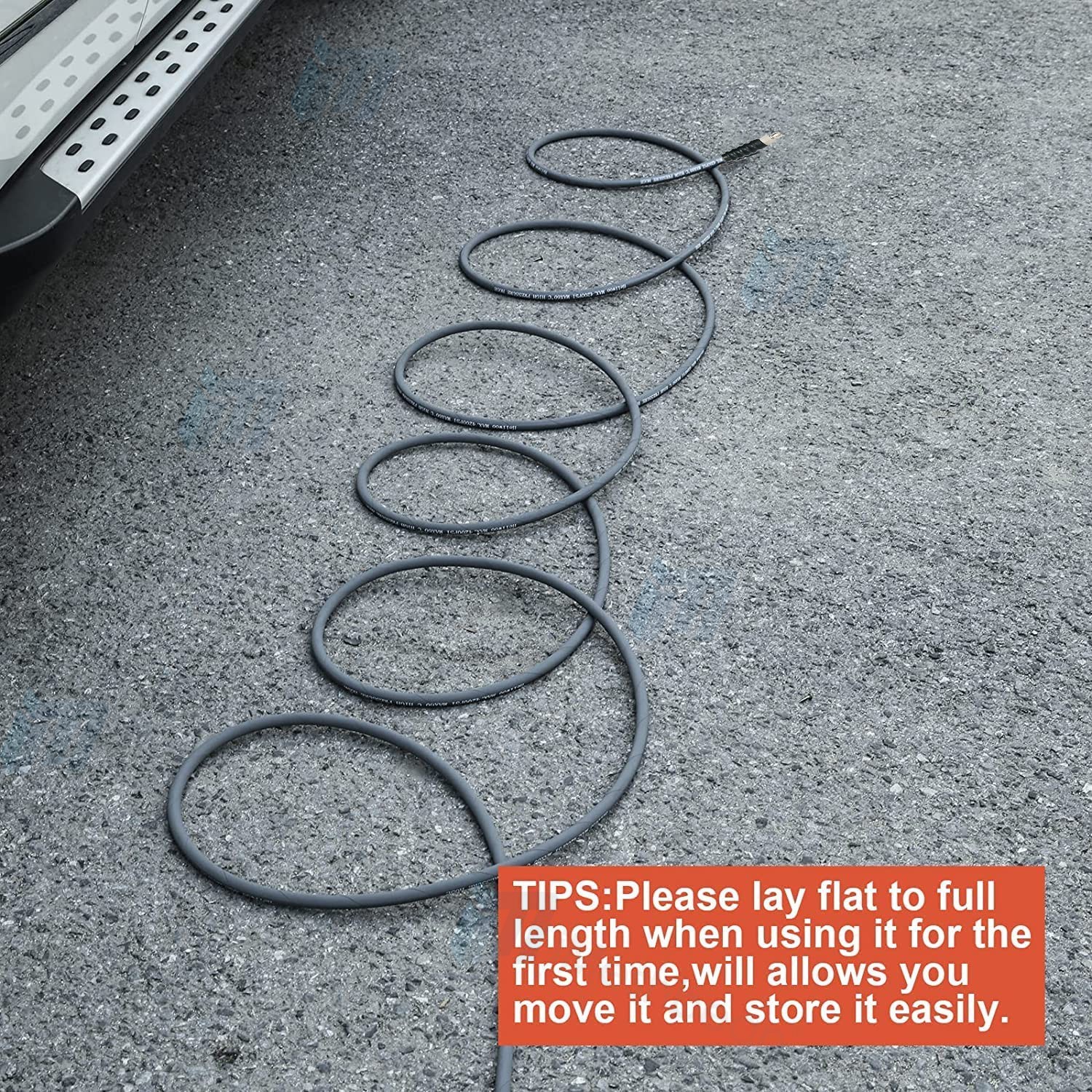 50ft Pressure Washer Hose 4000 PSI Non-Marking Gray With Couplers 275F 3/8″
