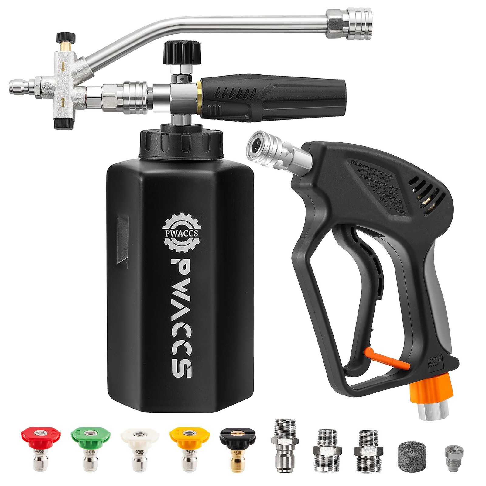 PWACCS Dual Foam Cannon with Pressure Washer Short Gun, Foam Cannon Dual Conn…