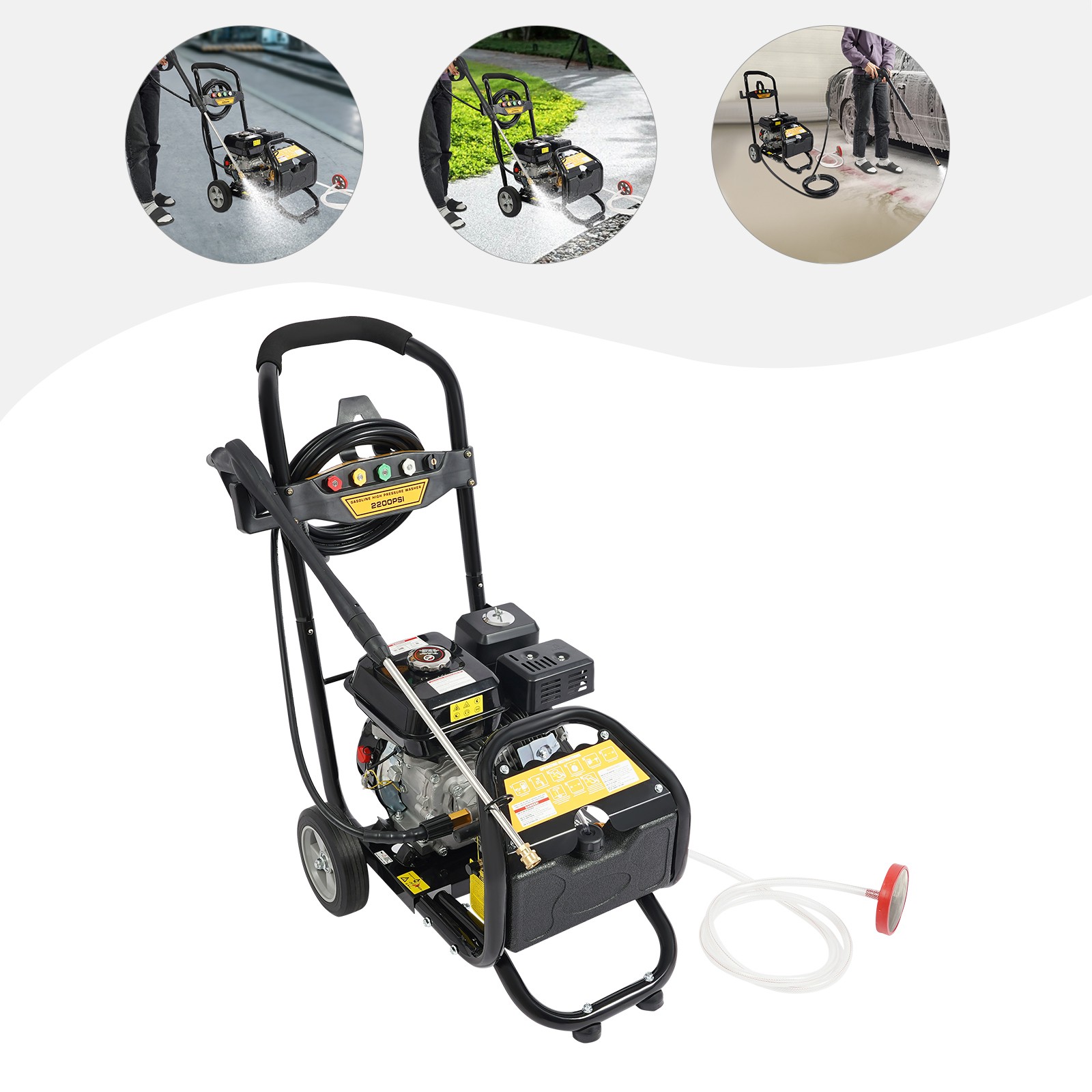 2600PSI Gas Pressure Washer Cold Water Gas Powered Washer 2.4GPM 7HP / Wheels