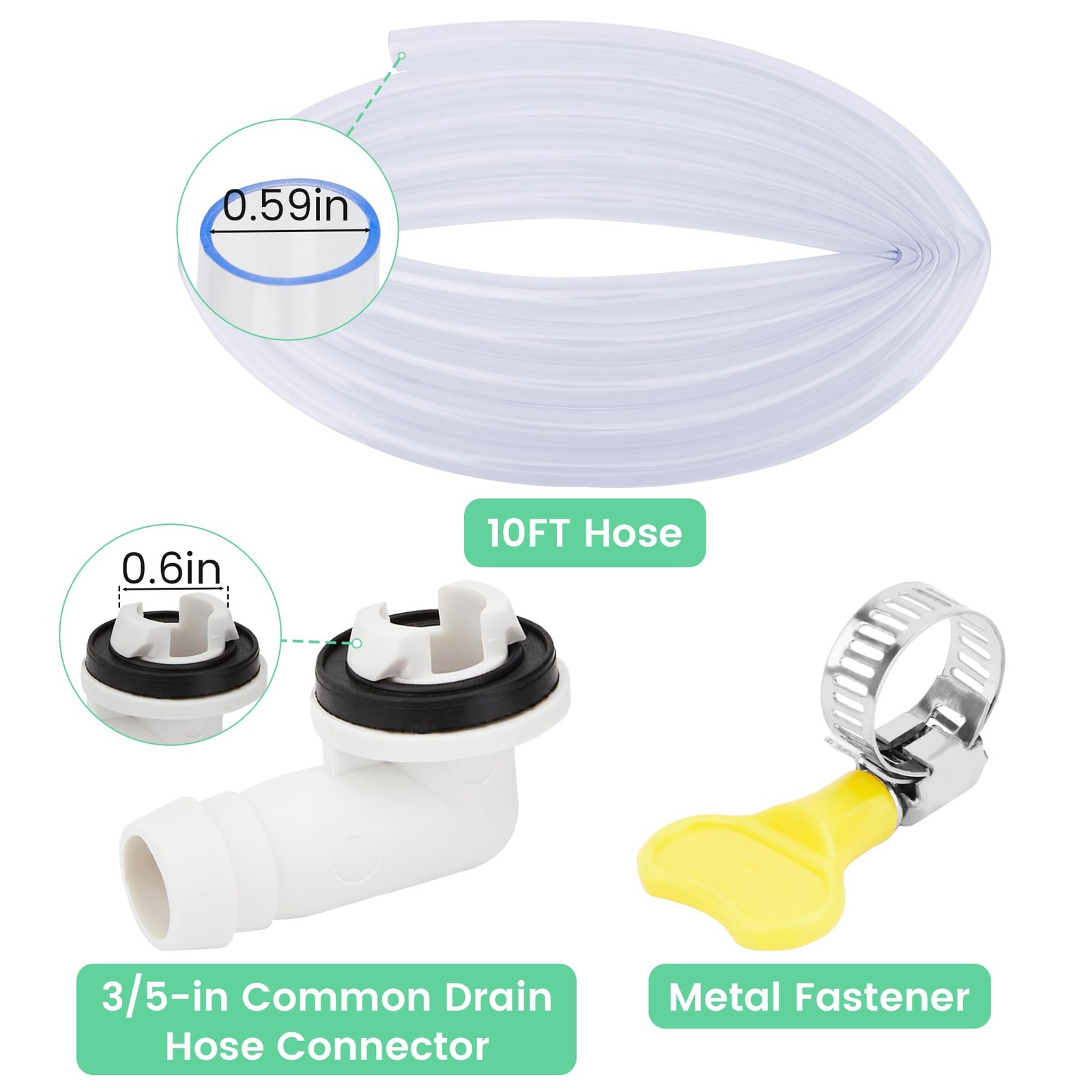 Dormercy 10Ft Air Conditioner Drain Hose, 3/5 inch 10Ft, Transparent