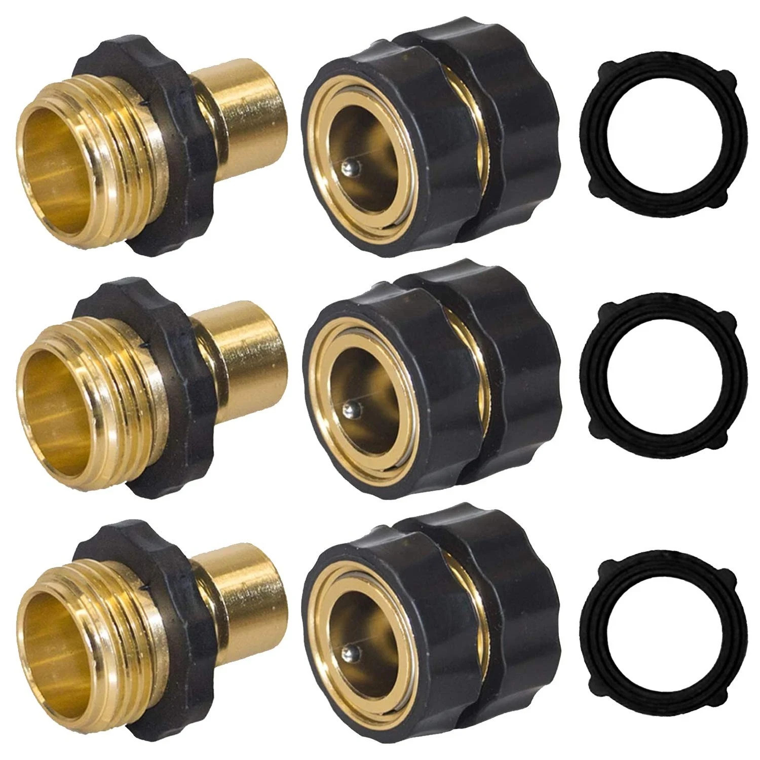 Hourleey Garden Hose Quick Connector, 3/4 Inch Male and Female 3 Set