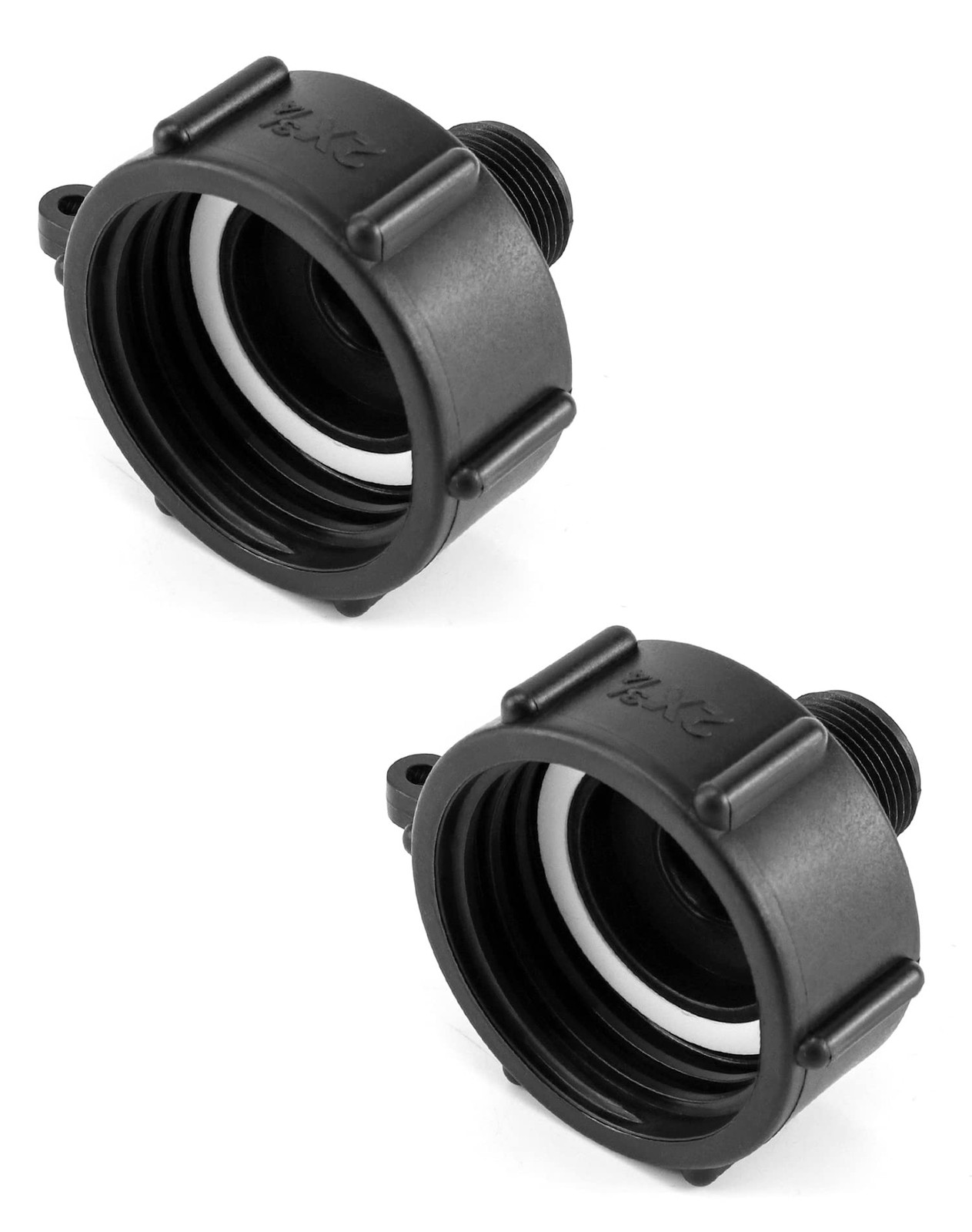 QWORK IBC Tote Tank Drain Adapter, 2″ Coarse Thread x 3/4″ Male 2 Pack, Black