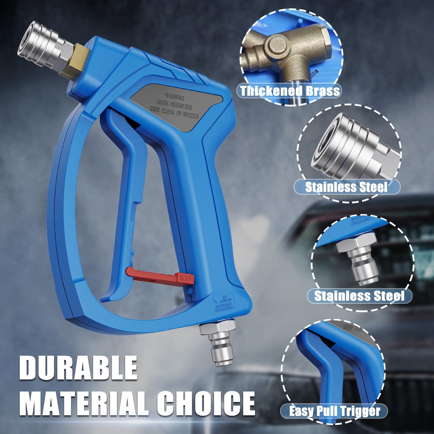 TUTULUCK® Pressure Washer Short Gun with 3/8″ Swivel, Power Small, Blue